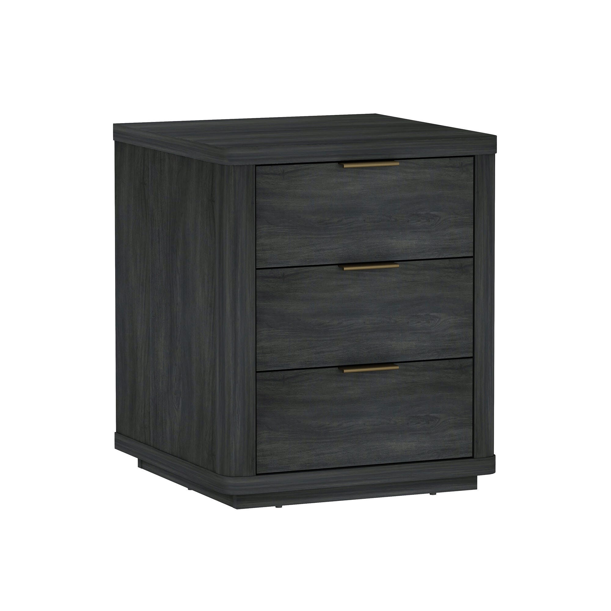 Manhattan Comfort Evelyn 20" 3 Drawer Nightstand, Gray, large