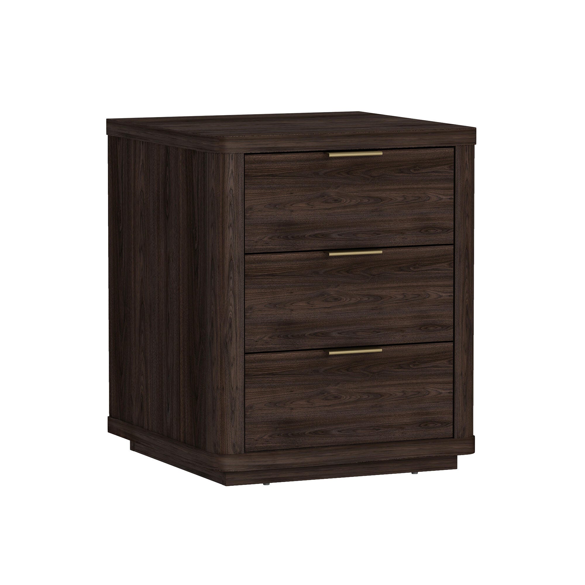 Manhattan Comfort Evelyn 20" 3 Drawer Nightstand, Brown, large