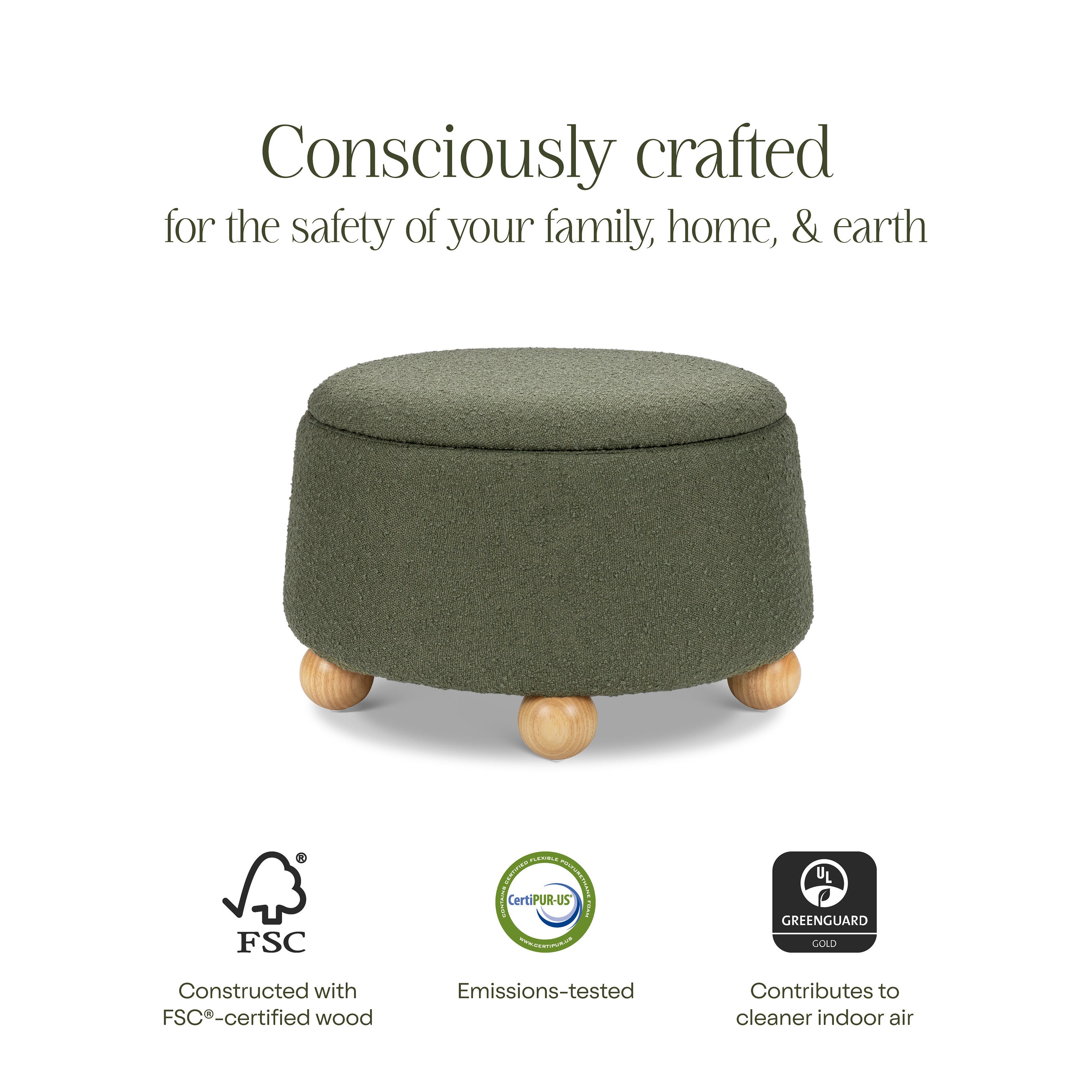 Namesake Ottoman with Storage, Green, large