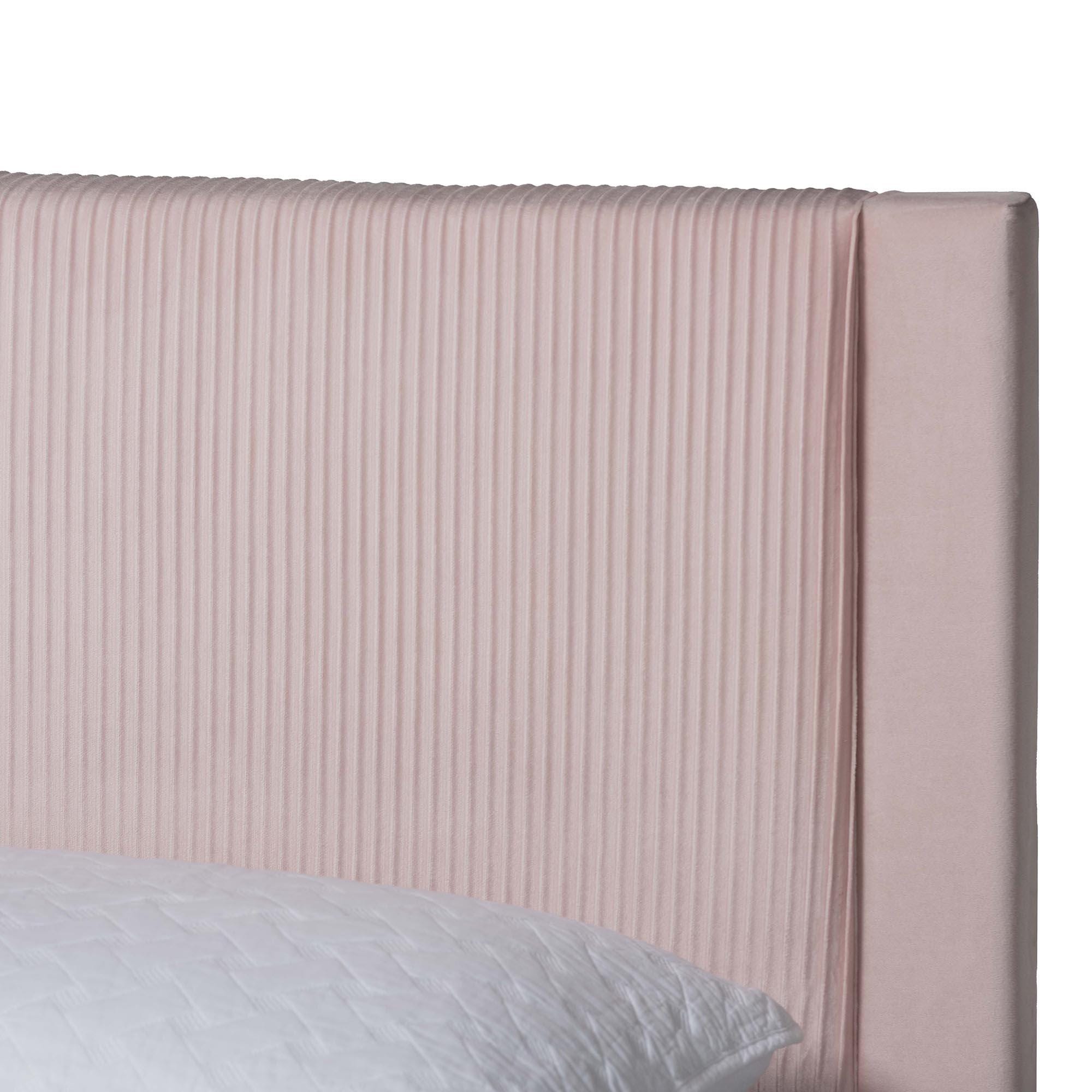 Baxton Studio Elora Queen Platform Bed With 1 Storage, Light Pink, large