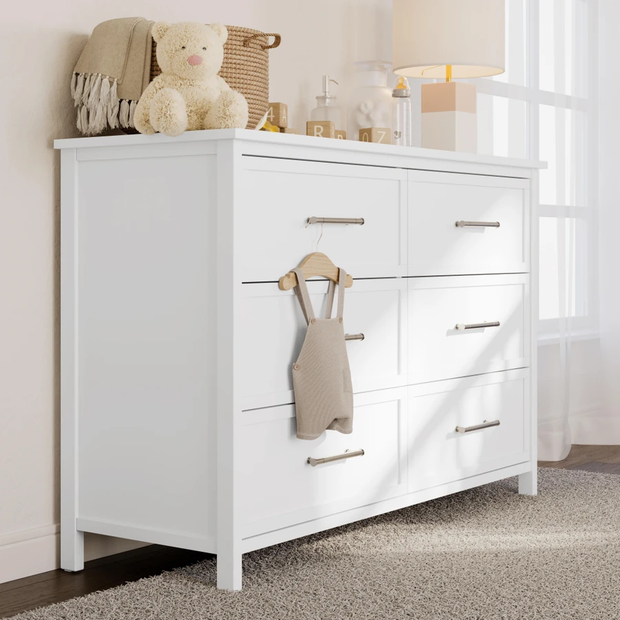 graco dresser Noah Driftwood 6 Drawer 47.24 in. Wide Double 03716-107 or driftwood knobs for a pop of two Graco Classic 6 Drawer Double