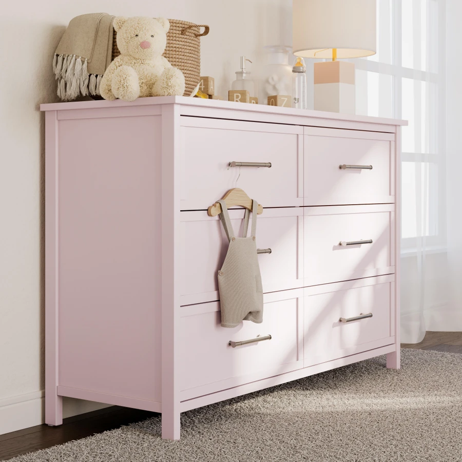 graco dresser Hadley 6-Drawer Classic Kids Double Dresser, Baby Nursery Wood Child's Furniture, White painted knobs in the color of the dresser for a monotone look Graco Sasha 6 Drawer Dresser