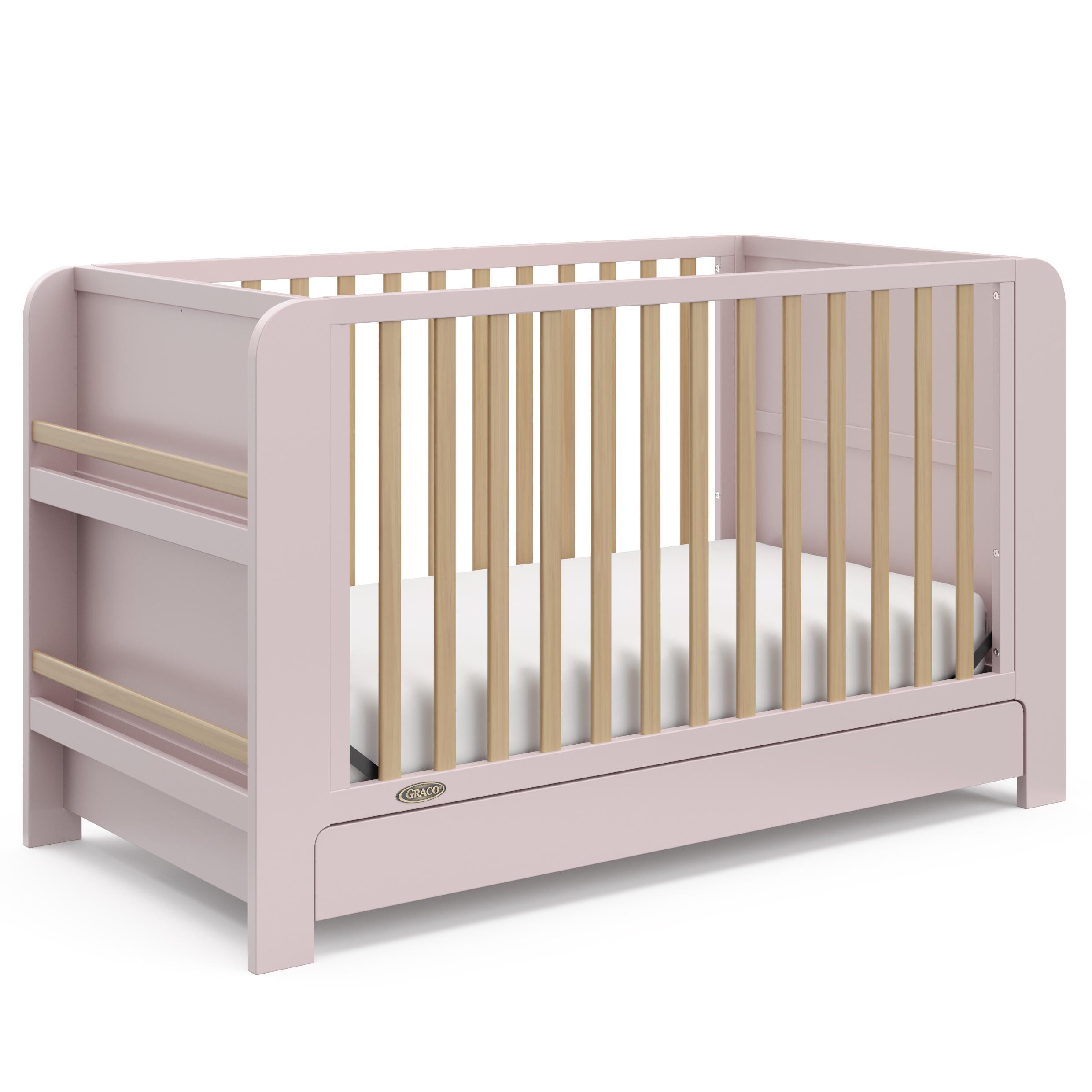 Graco Read-with-Me 4-in-1 Convertible Crib with Storage Drawer, Blush/Driftwood, large