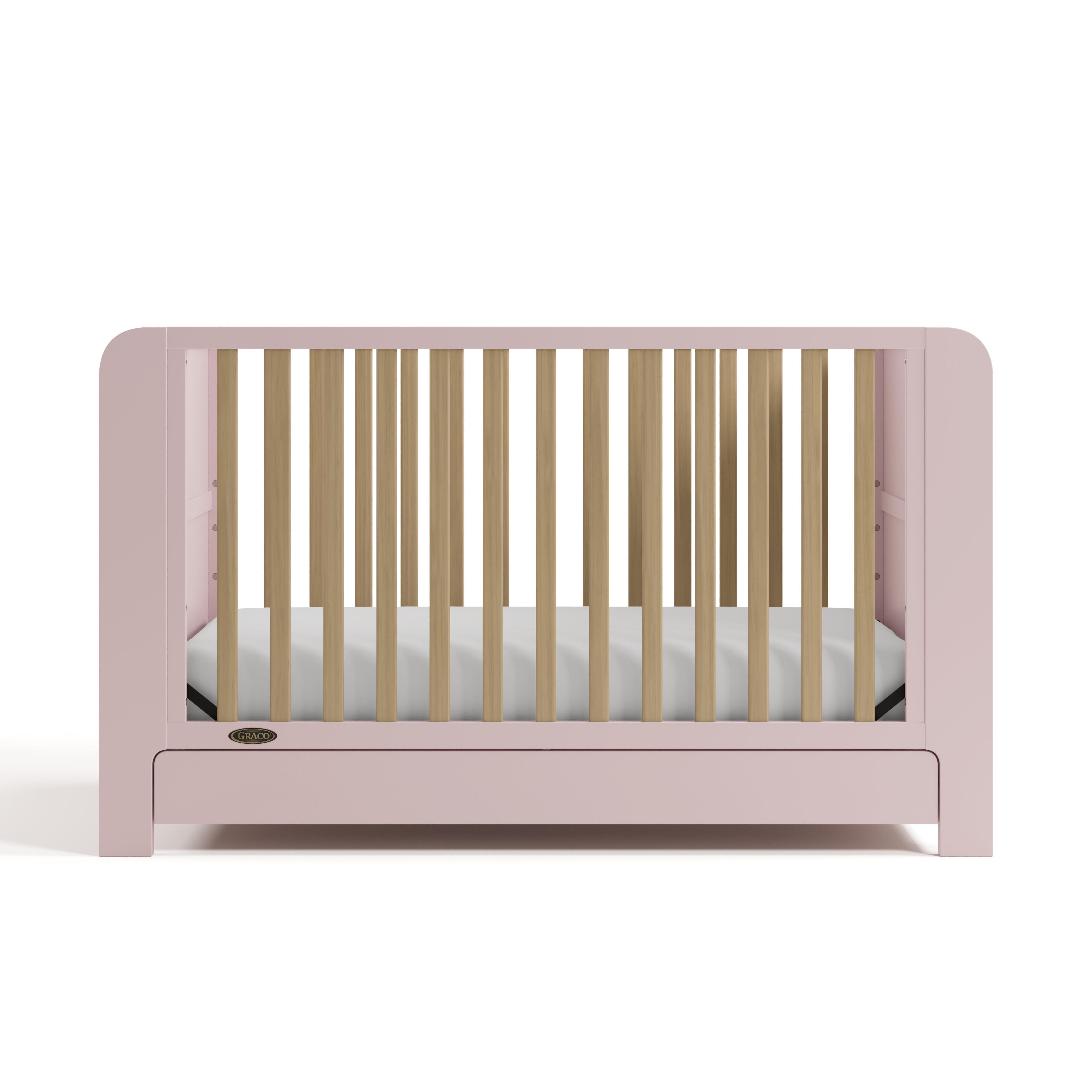 Graco Read-with-Me 4-in-1 Convertible Crib with Storage Drawer, Blush/Driftwood, large