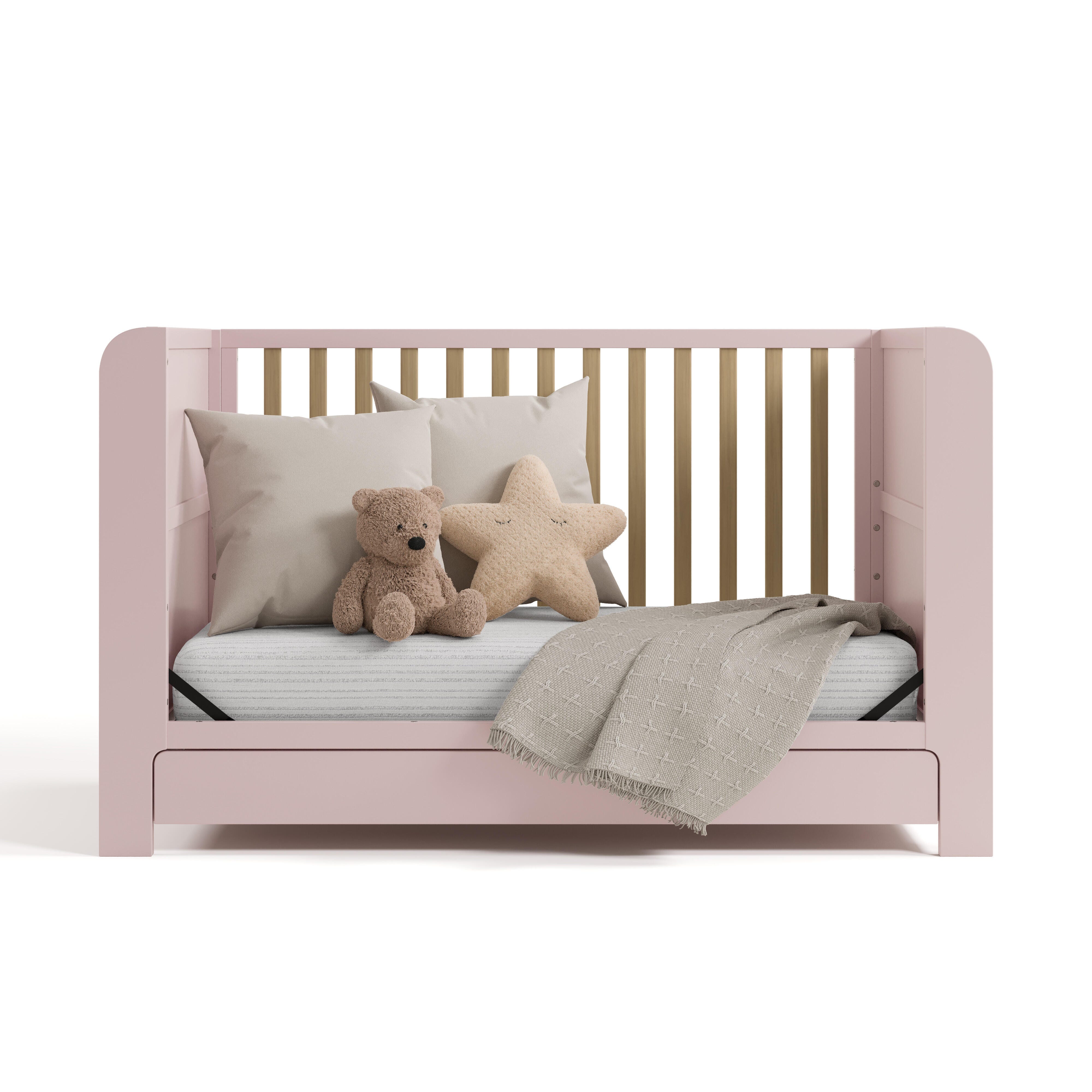 Graco Read-with-Me 4-in-1 Convertible Crib with Storage Drawer, Blush/Driftwood, large