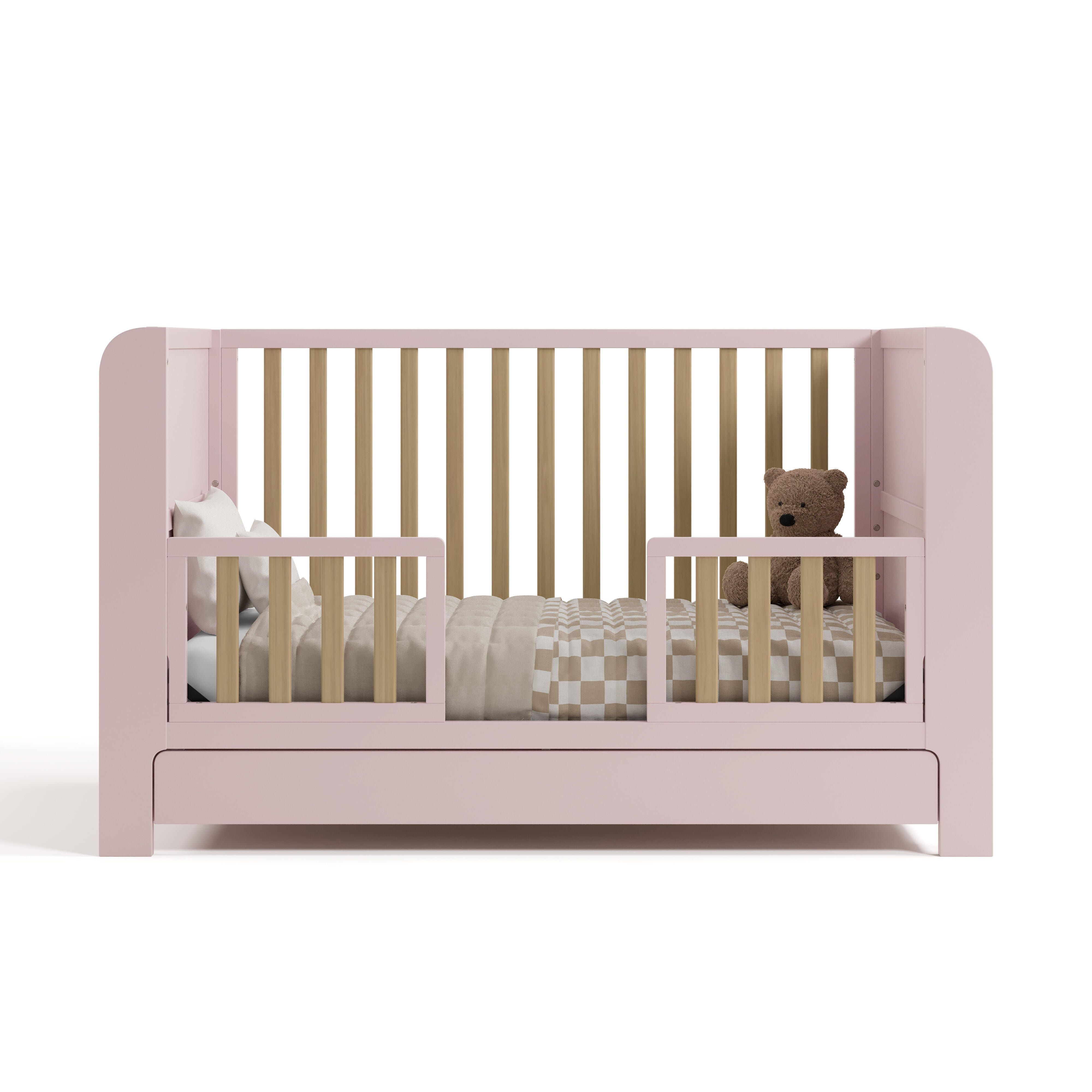 Graco Read-with-Me 4-in-1 Convertible Crib with Storage Drawer, Blush/Driftwood, large
