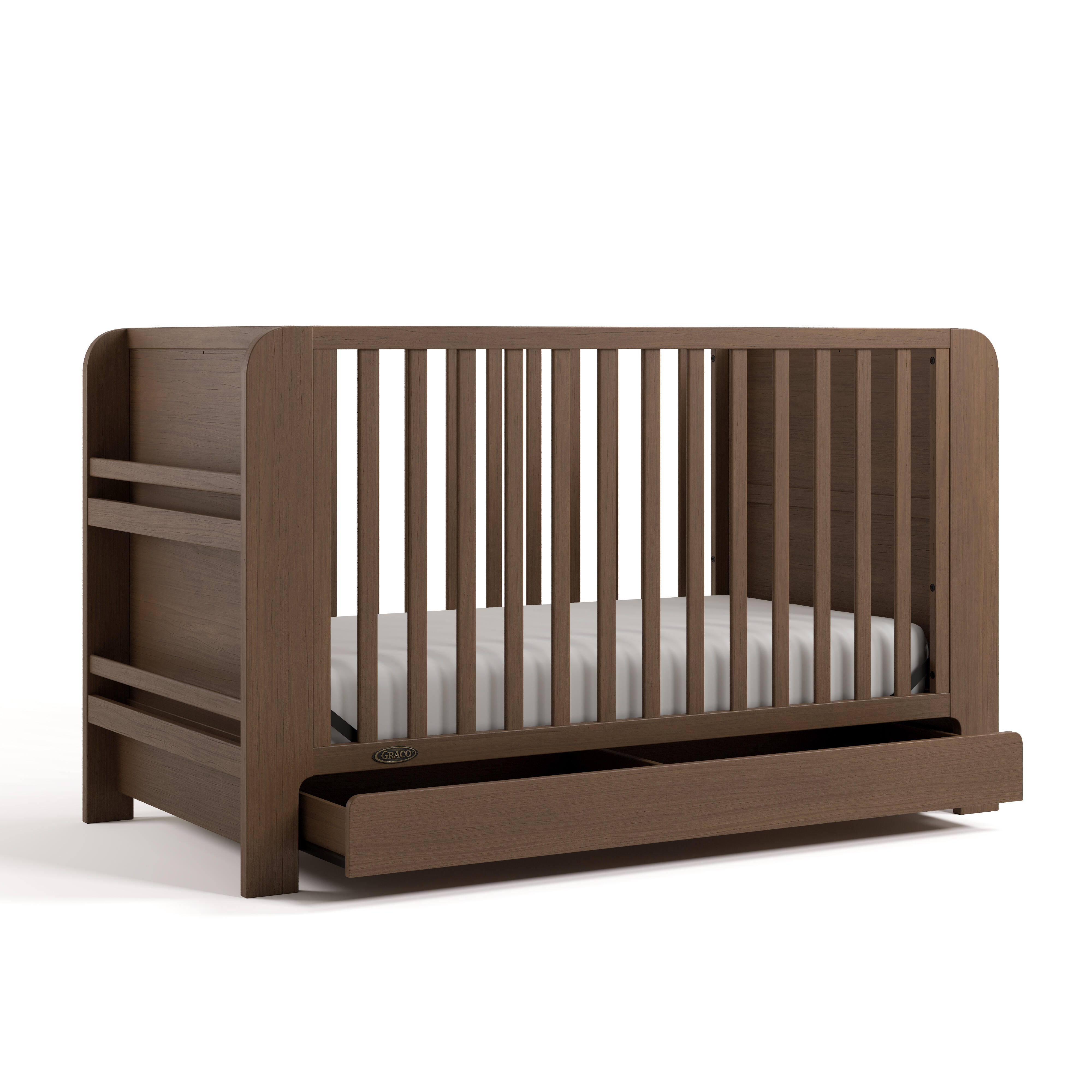 Graco Read-with-Me 4-in-1 Convertible Crib with Storage Drawer, Hazelnut, large
