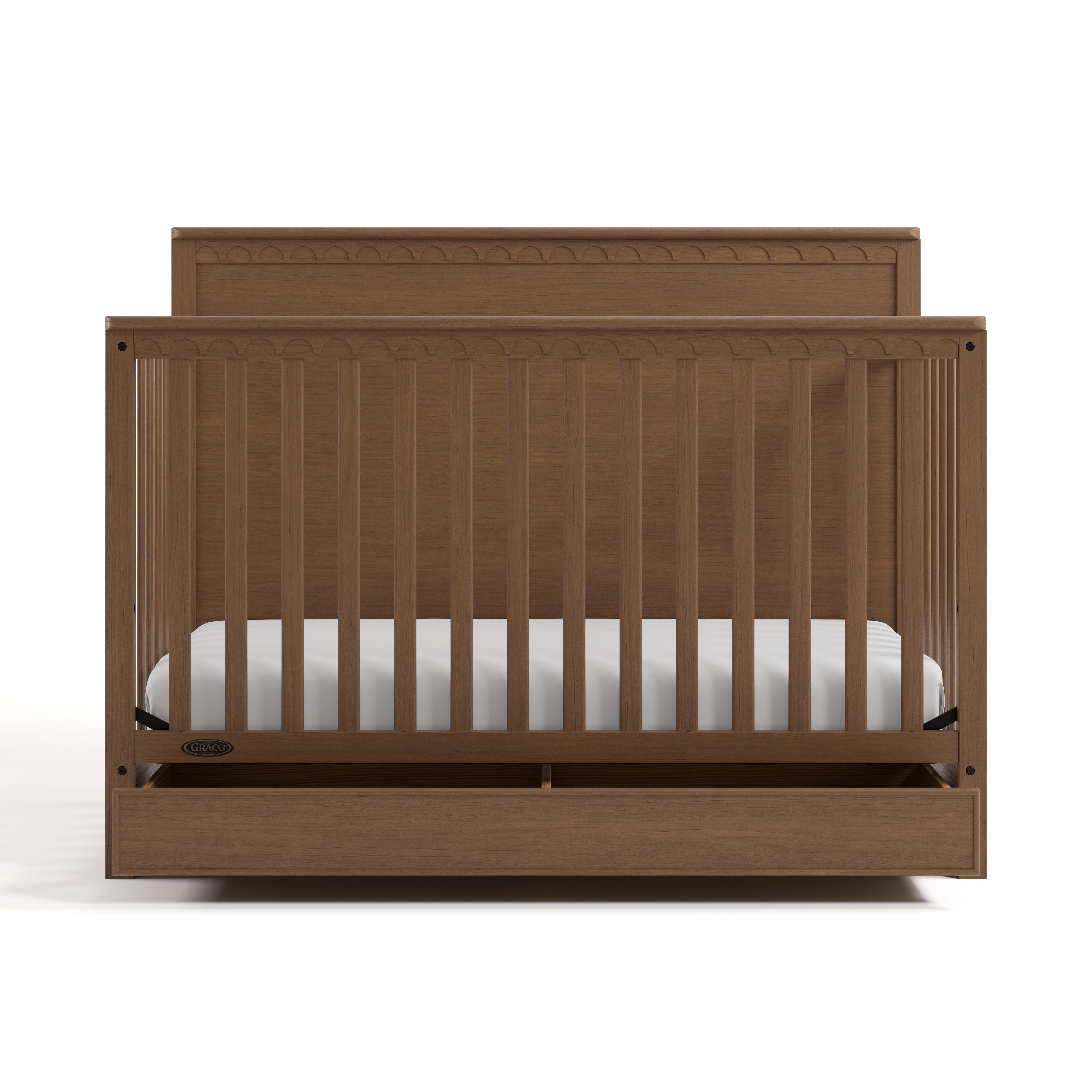 Graco Sasha 5-in-1 Convertible Crib with Storage Drawer, Hazelnut, large