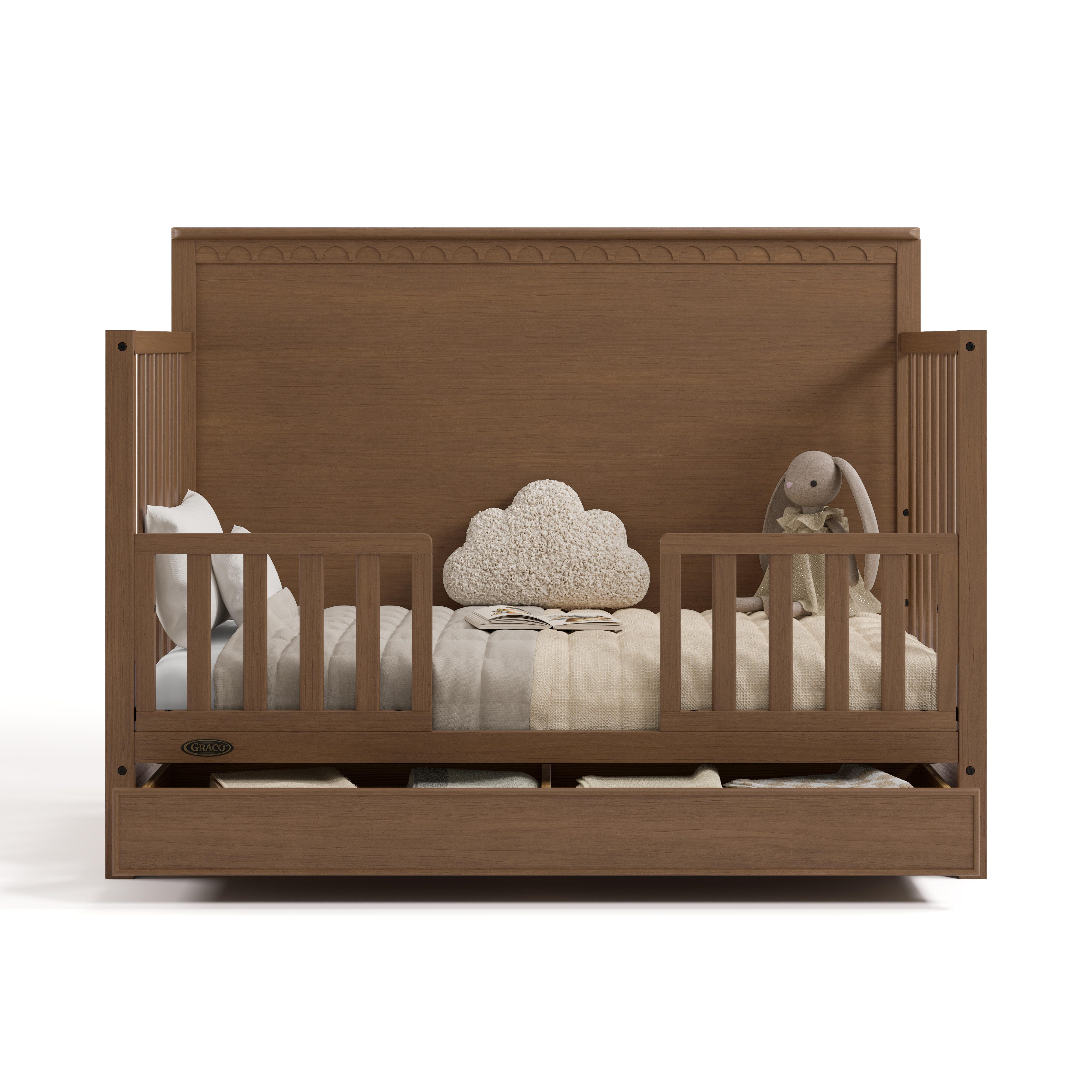 Graco Sasha 5-in-1 Convertible Crib with Storage Drawer, Hazelnut, large