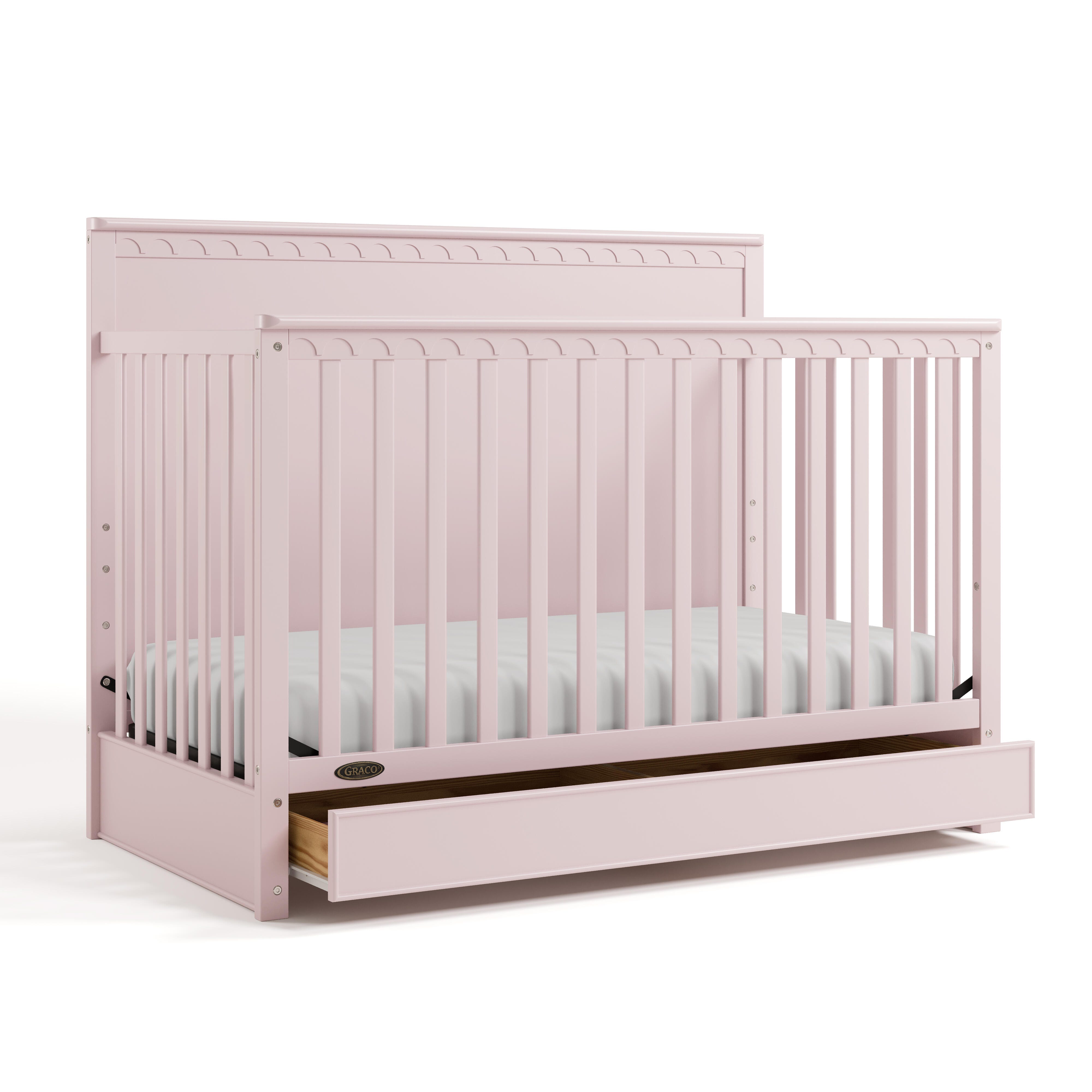 Graco Sasha 5-in-1 Convertible Crib with Storage Drawer, Blush, large