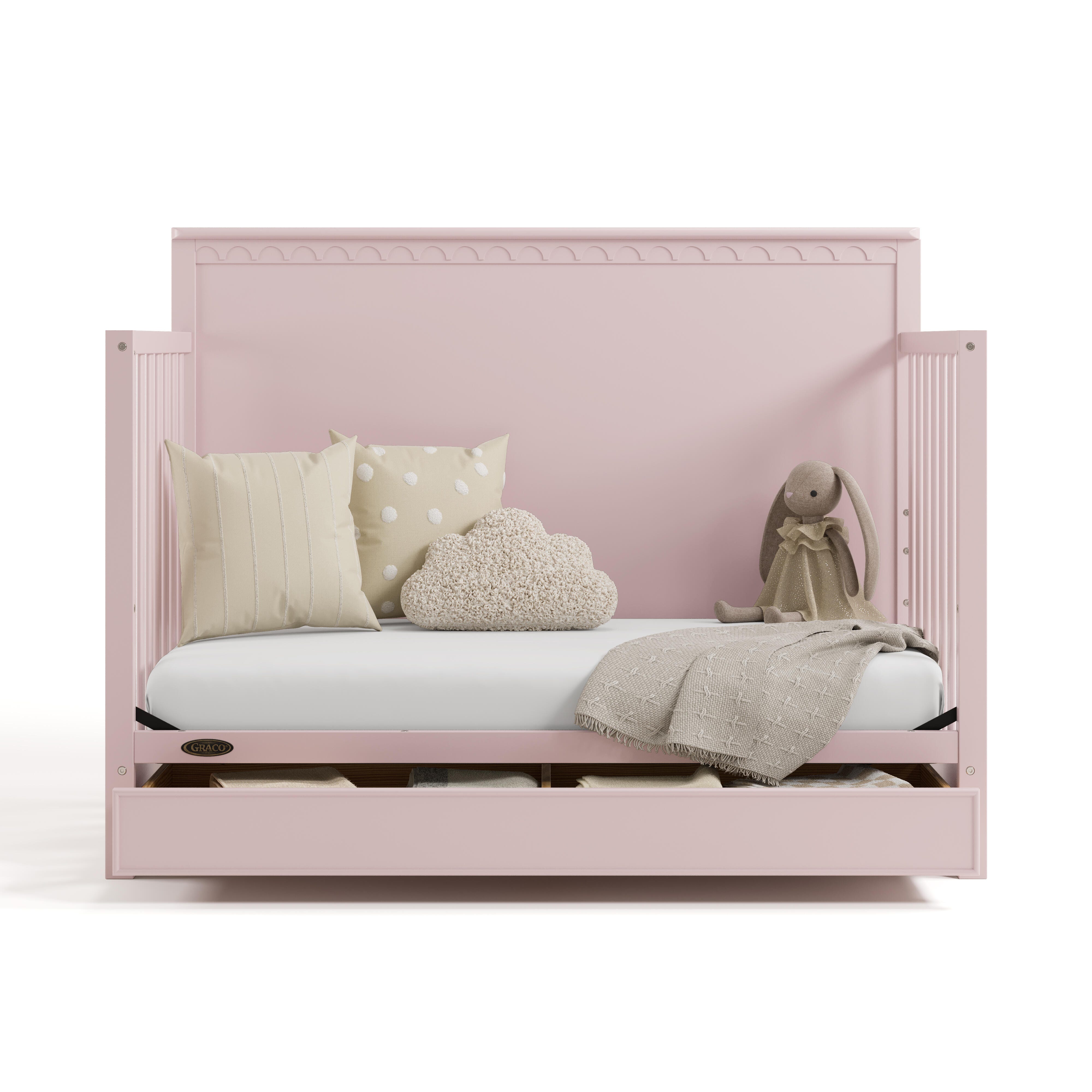 Graco Sasha 5-in-1 Convertible Crib with Storage Drawer, Blush, large