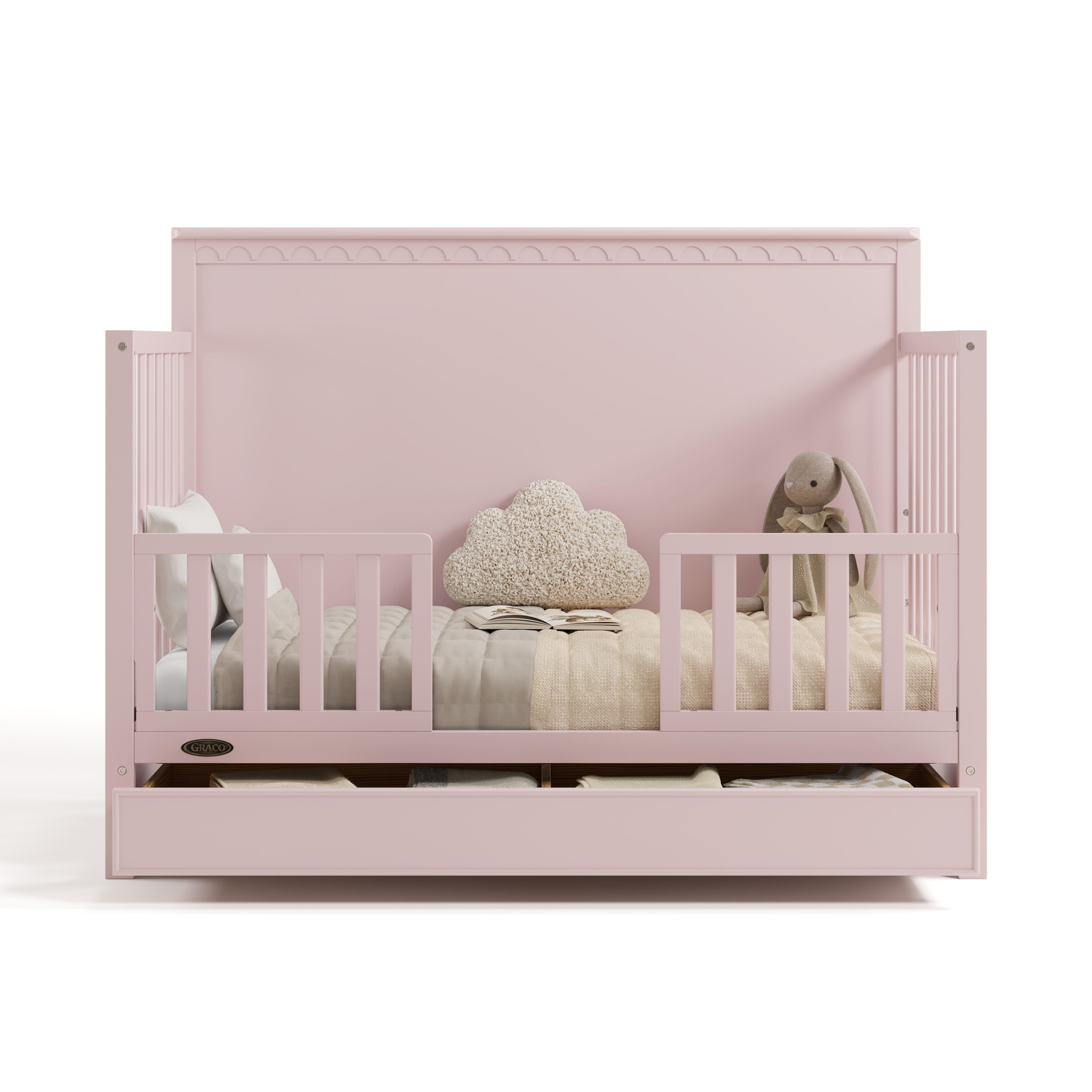 Graco Sasha 5-in-1 Convertible Crib with Storage Drawer, Blush, large