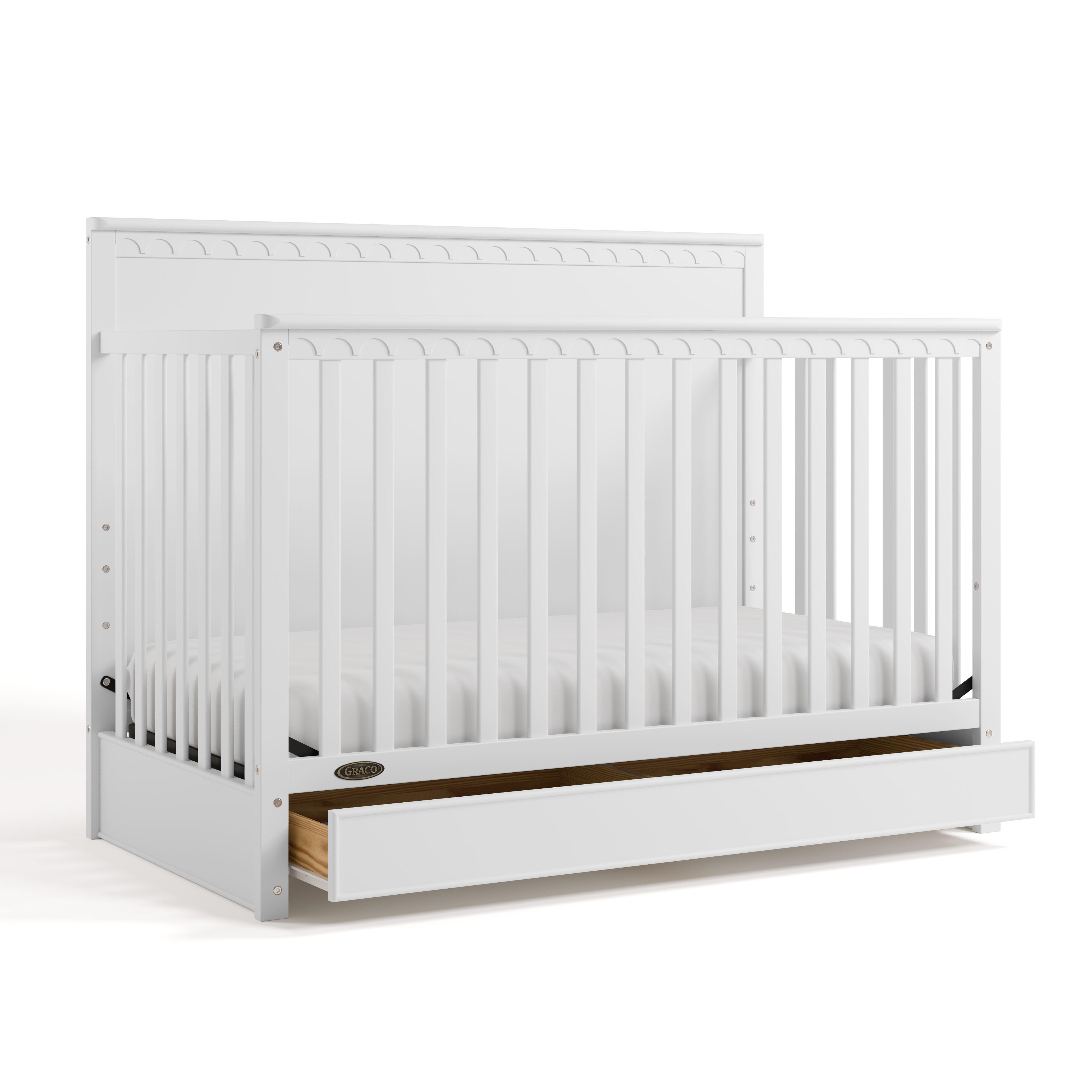 Graco Sasha 5-in-1 Convertible Crib with Storage Drawer, White, large