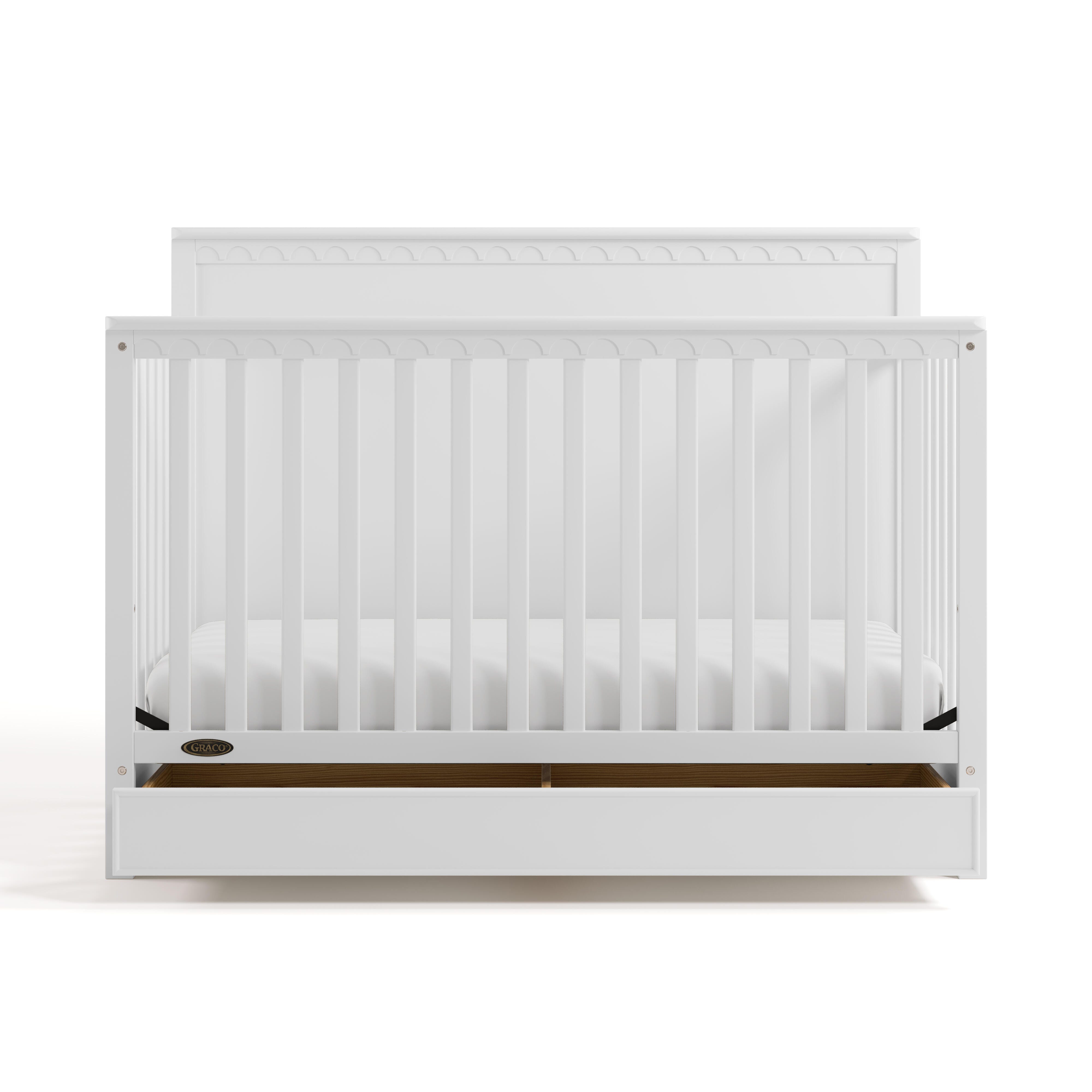 Graco Sasha 5-in-1 Convertible Crib with Storage Drawer, White, large