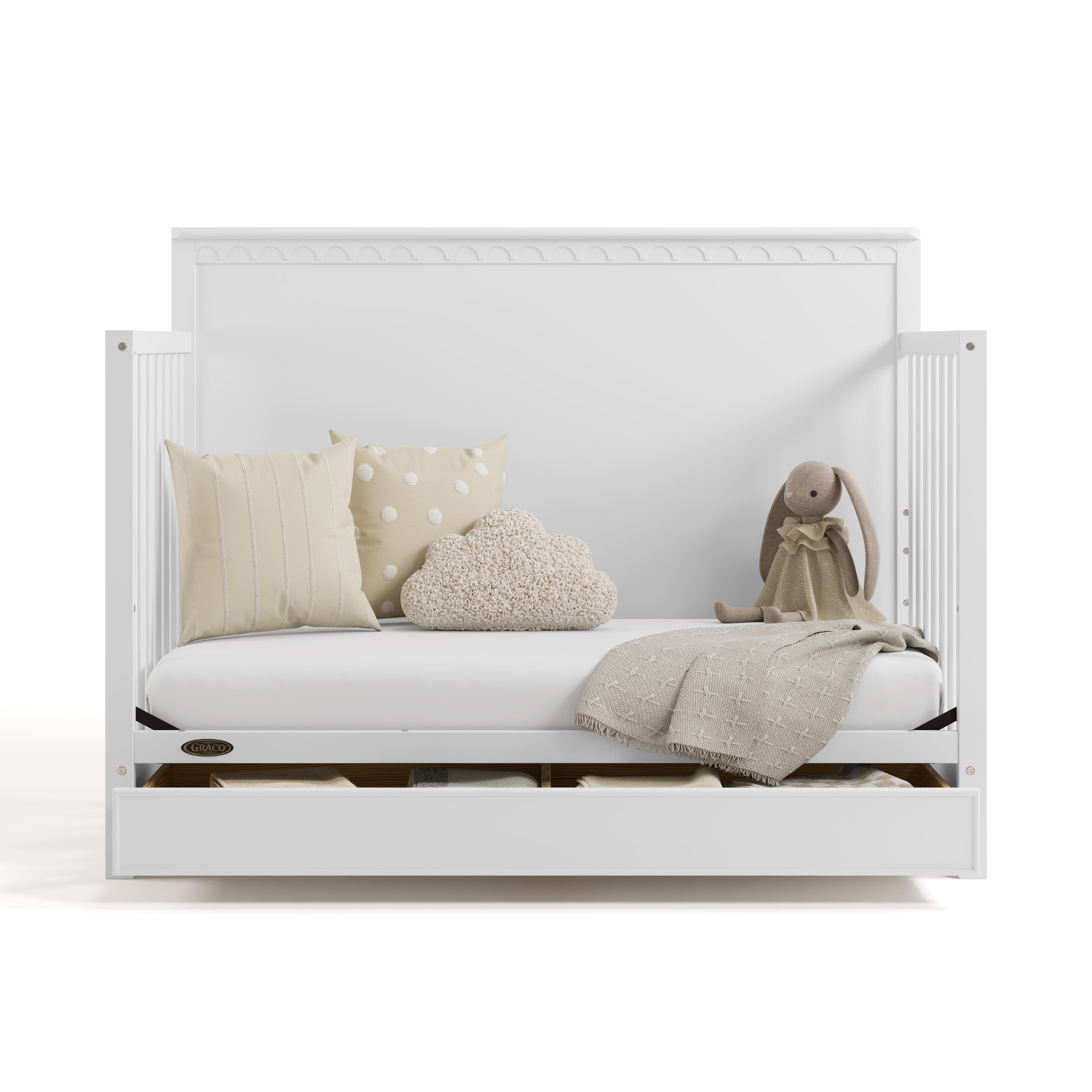 Graco Sasha 5-in-1 Convertible Crib with Storage Drawer, White, large
