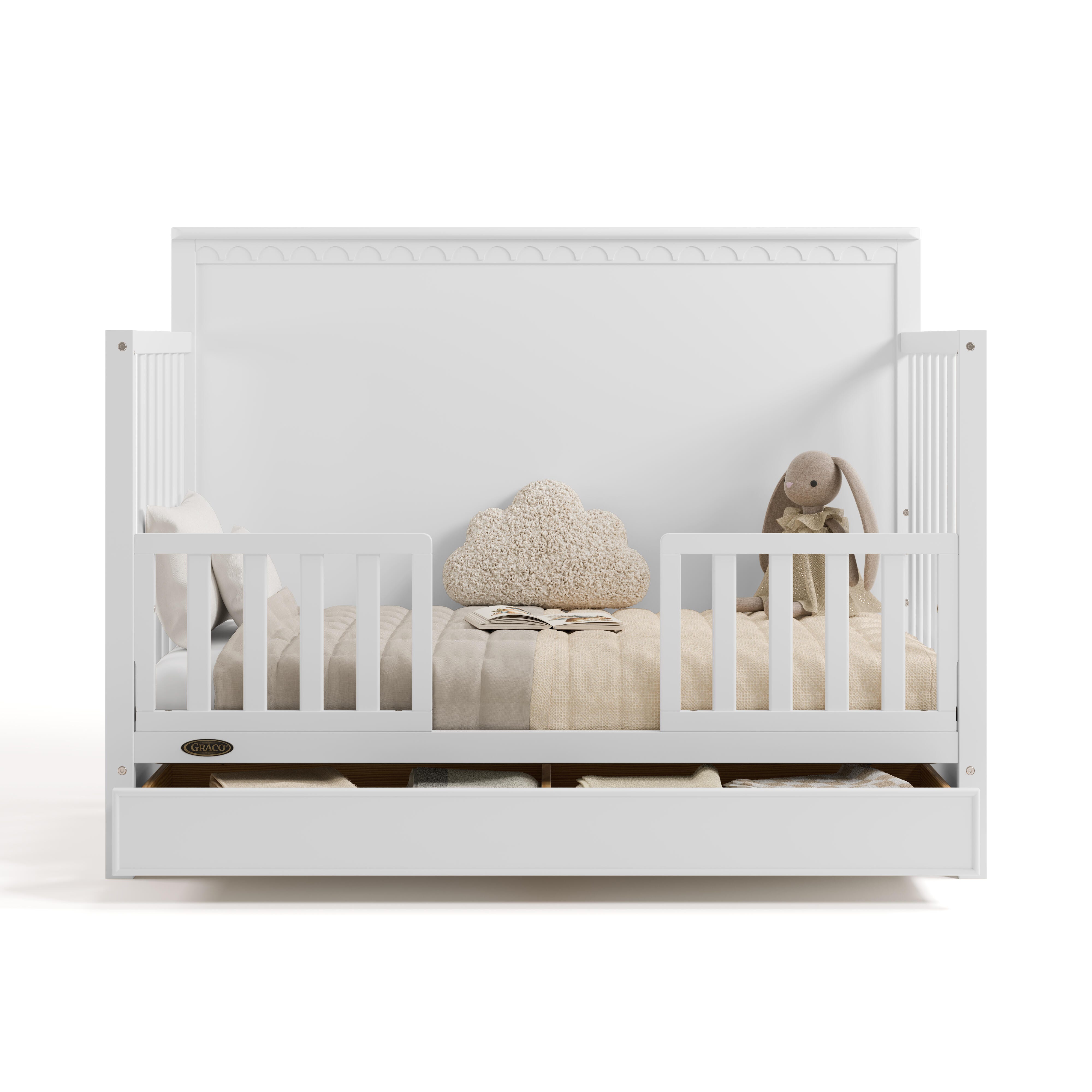 Graco Sasha 5-in-1 Convertible Crib with Storage Drawer, White, large