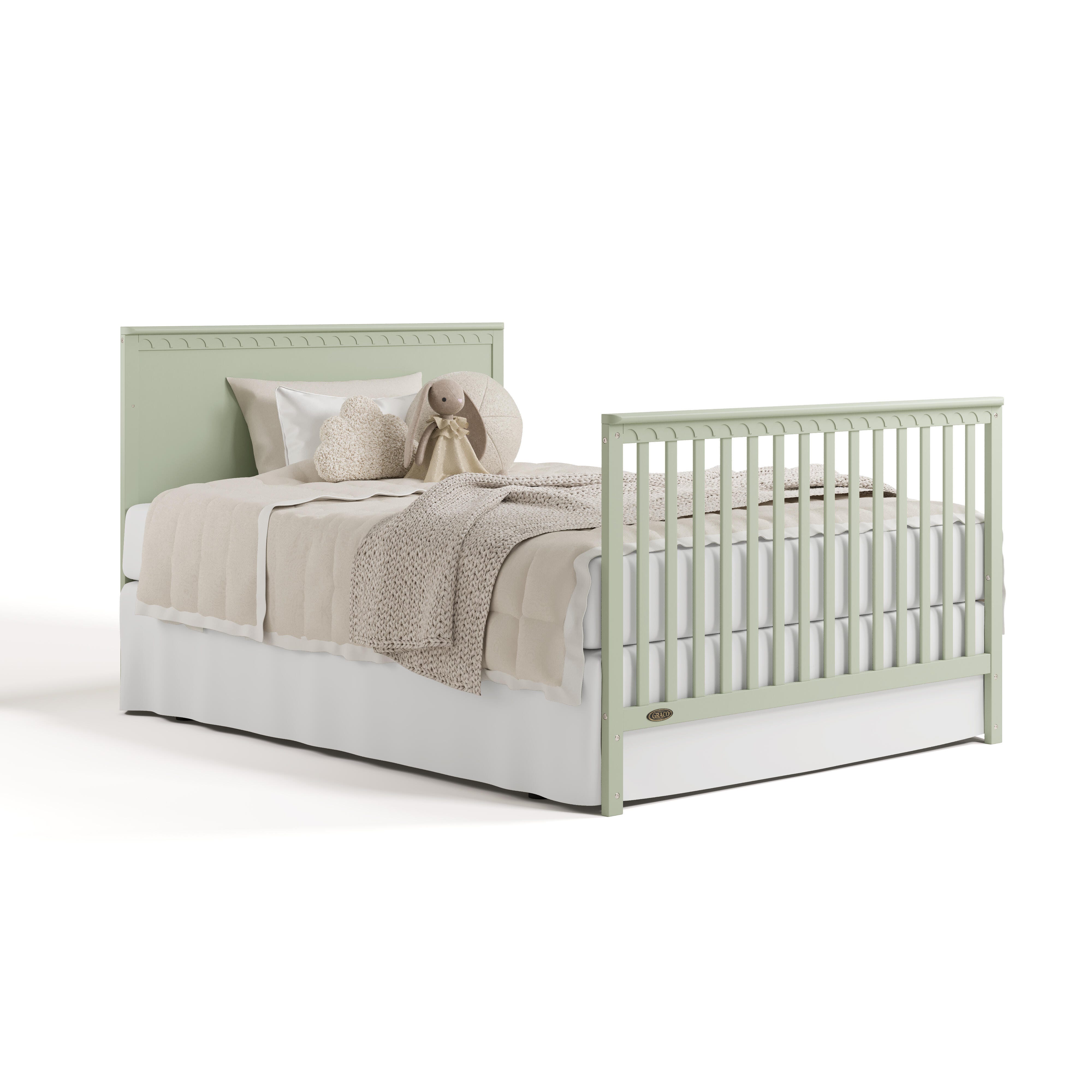 Graco Sasha 5-in-1 Convertible Crib with Storage Drawer, Sage, large