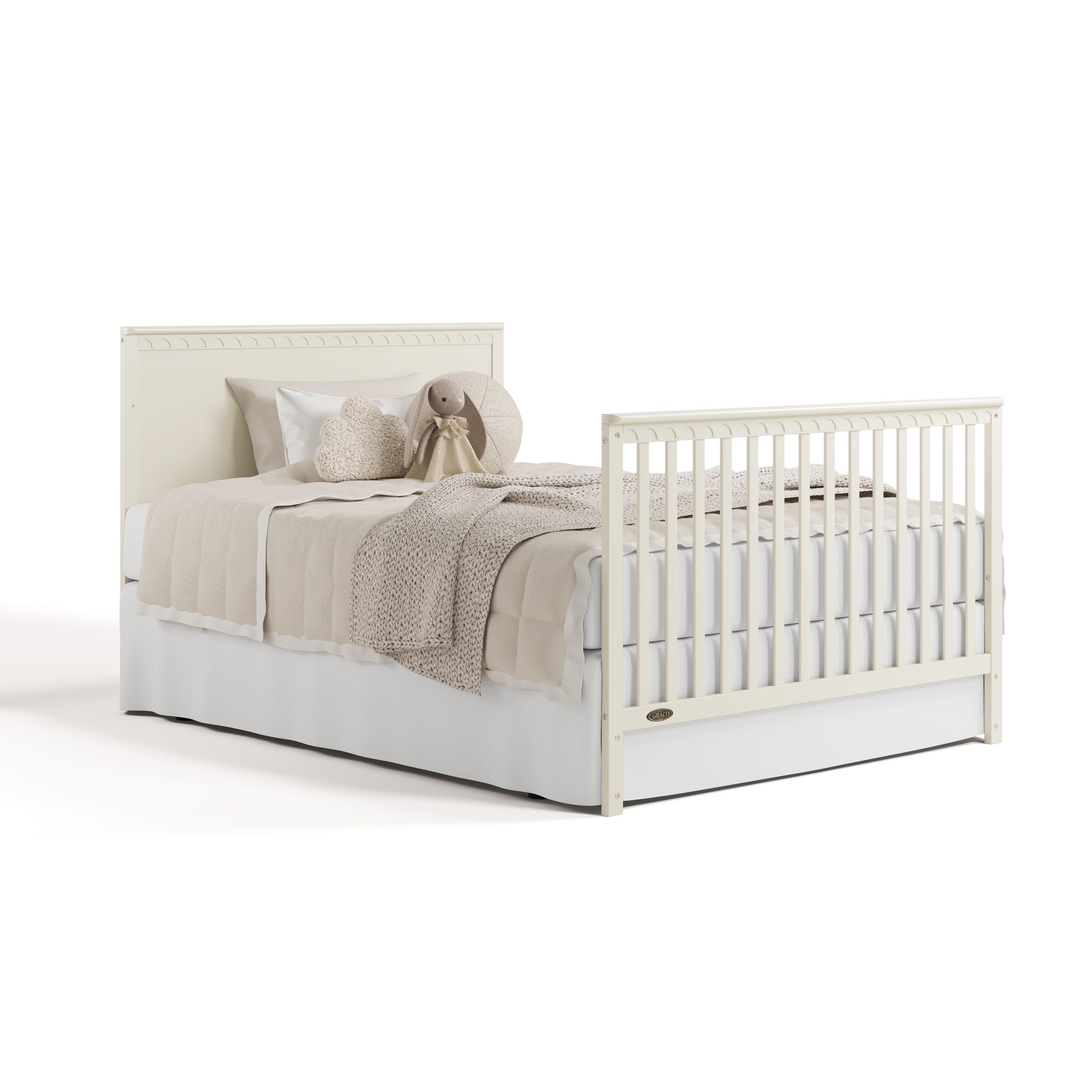 Graco Sasha 5-in-1 Convertible Crib with Storage Drawer, Frosted Oat, large
