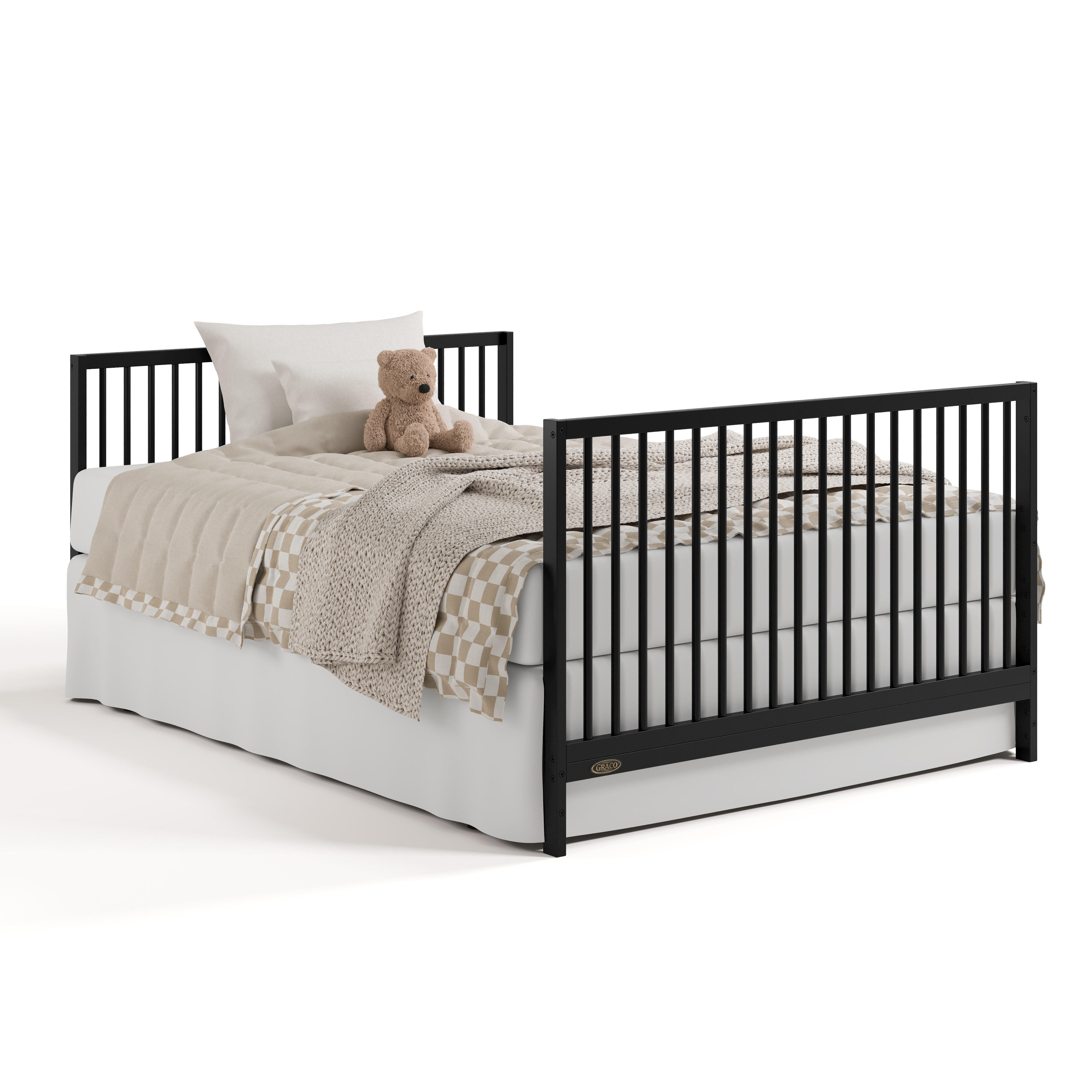 Graco Teddi 5-in-1 Convertible Crib and Changer with Storage Drawer, Black, large