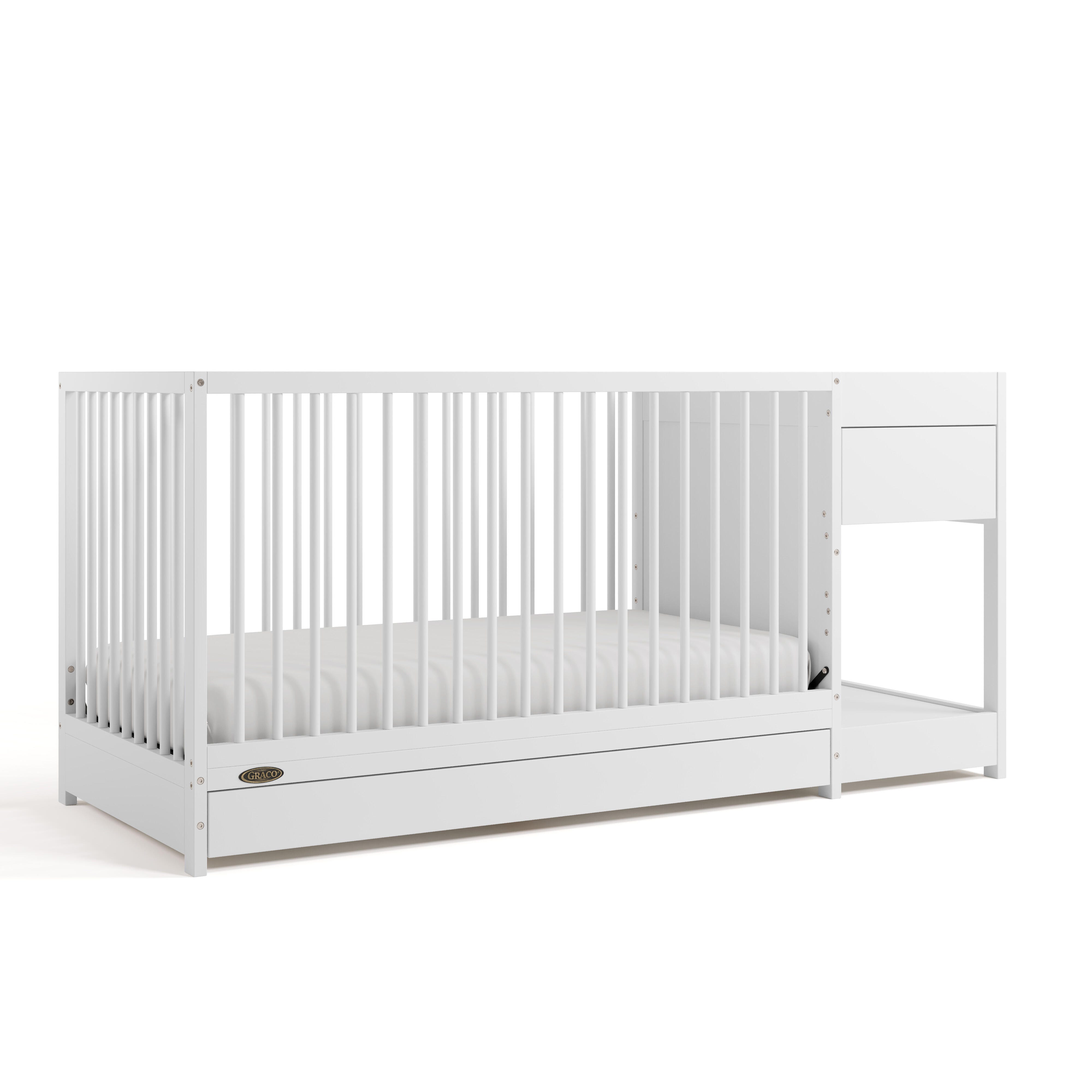 Graco Teddi 5-in-1 Convertible Crib and Changer with Storage Drawer, White, large