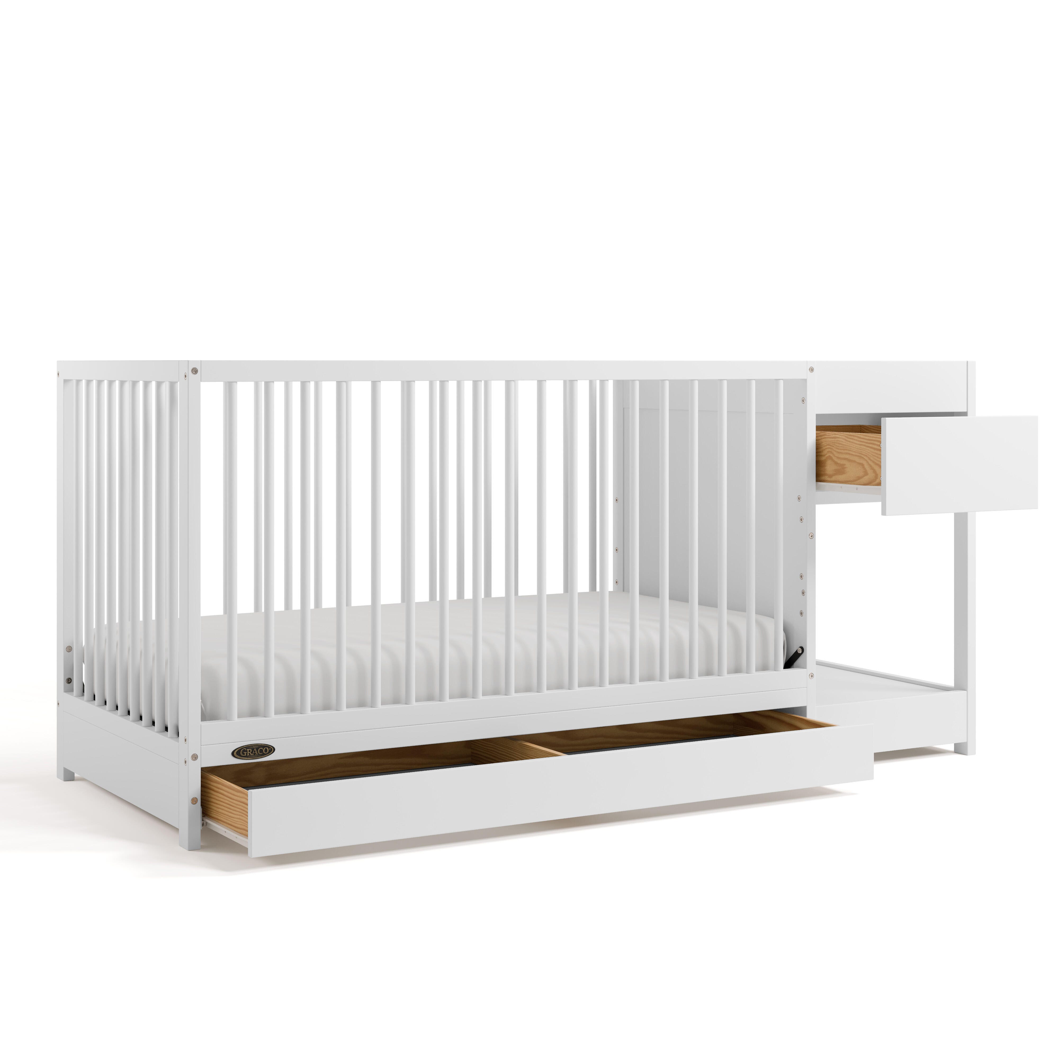 Graco Teddi 5-in-1 Convertible Crib and Changer with Storage Drawer, White, large