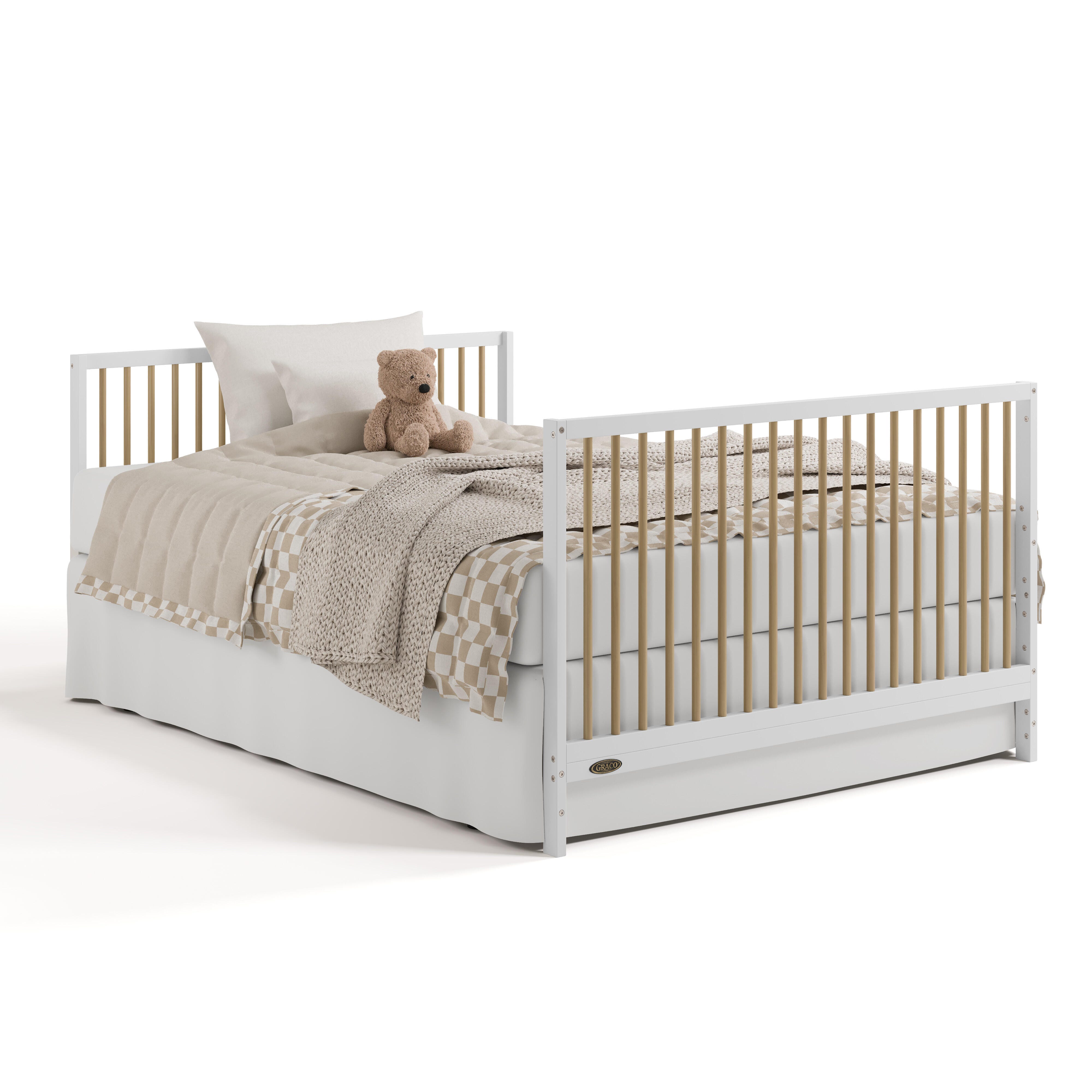 Graco Teddi 5-in-1 Convertible Crib and Changer with Storage Drawer, White/Driftwood, large