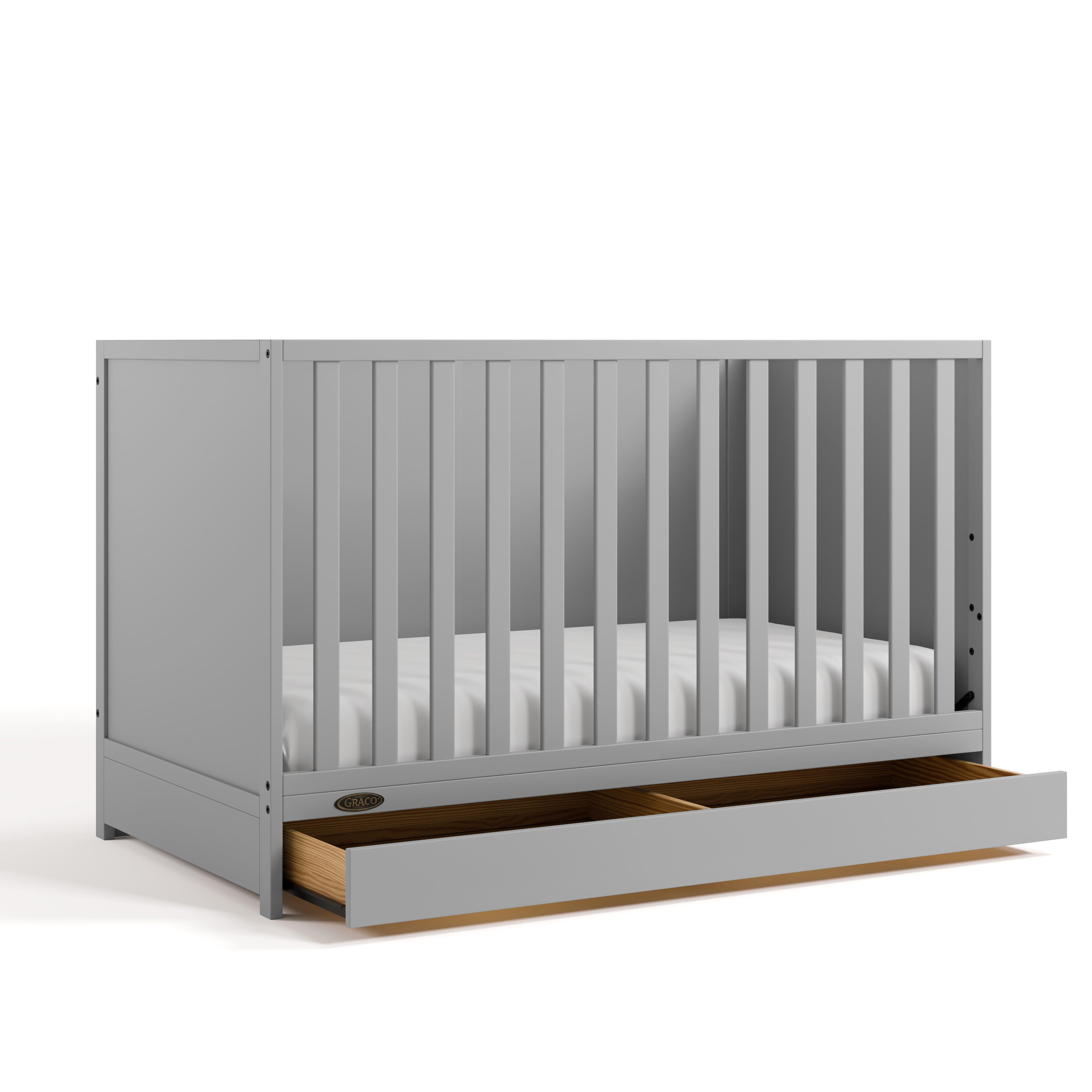 Graco Theo 3-in-1 Convertible Crib with Storage Drawer, Pebble Gray, large