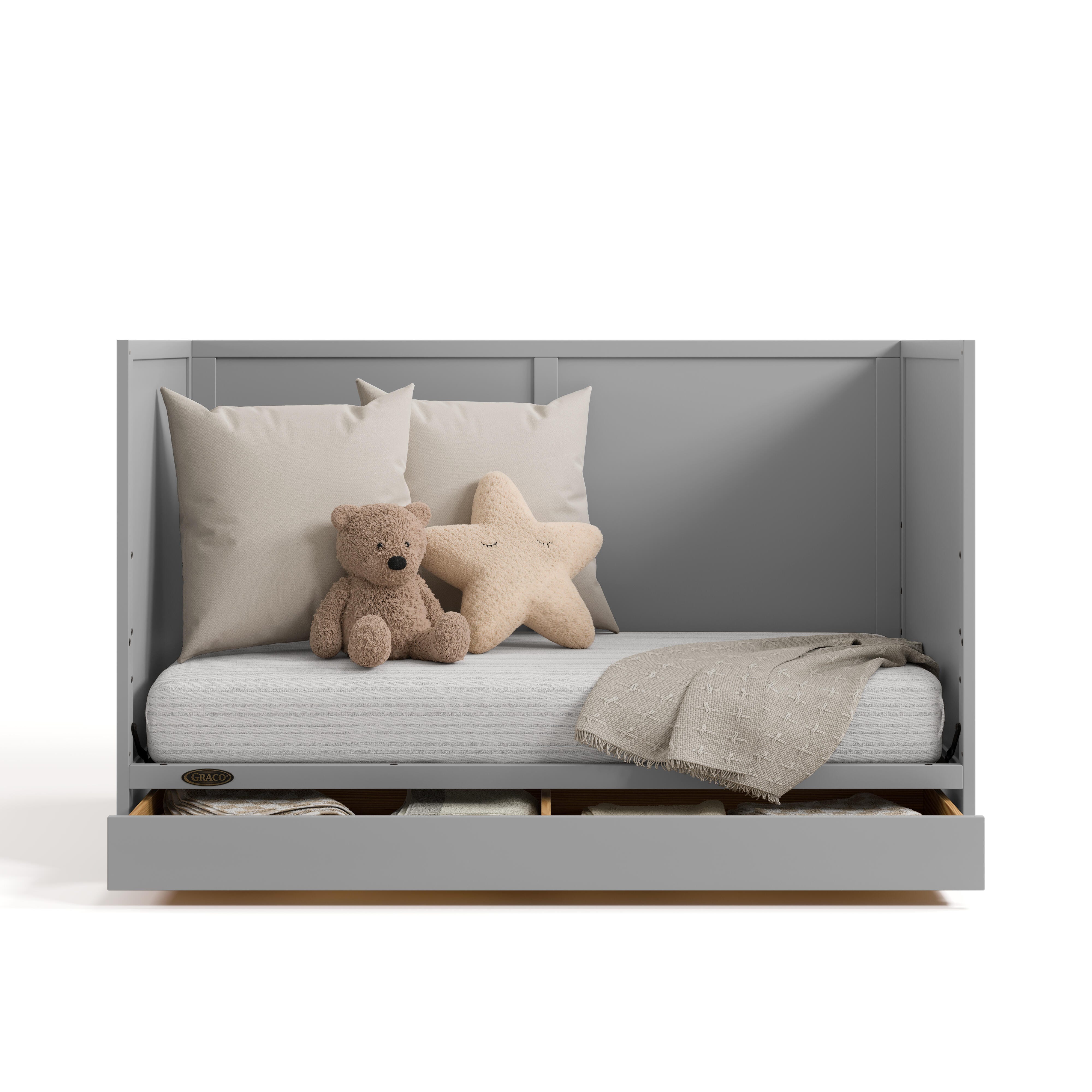 Graco Theo 3-in-1 Convertible Crib with Storage Drawer, Pebble Gray, large