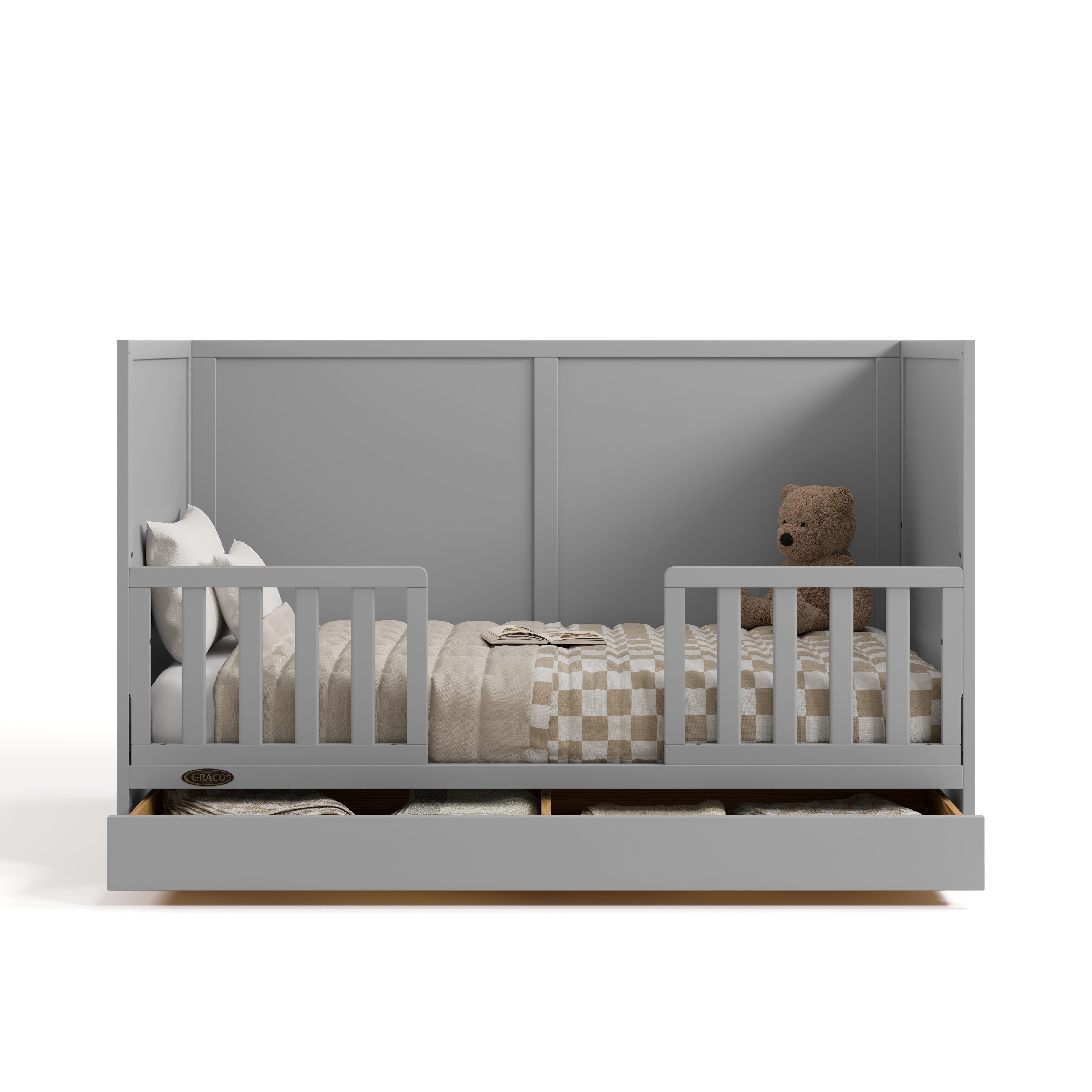 Graco Theo 3-in-1 Convertible Crib with Storage Drawer, Pebble Gray, large