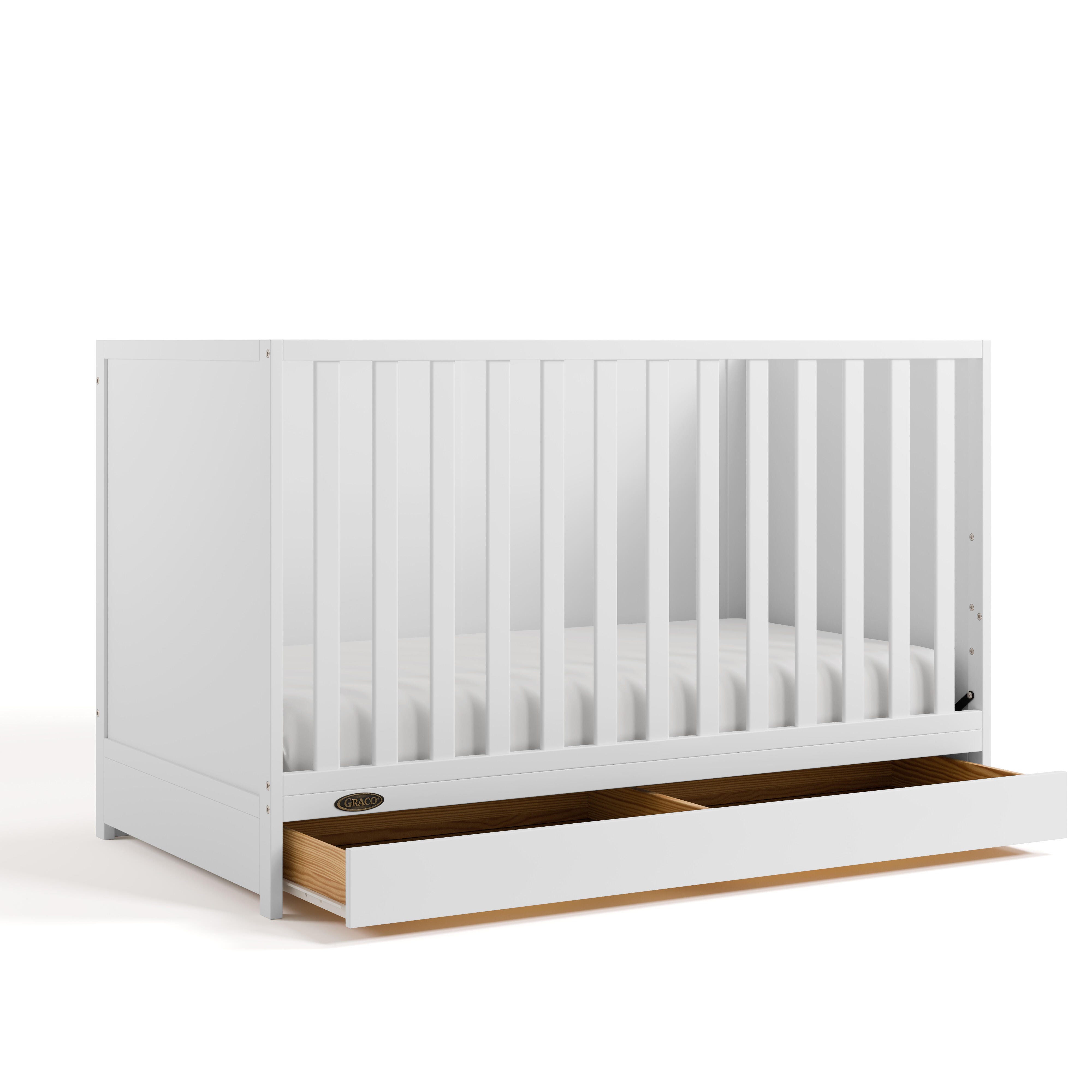 Graco Theo 3-in-1 Convertible Crib with Storage Drawer, White, large