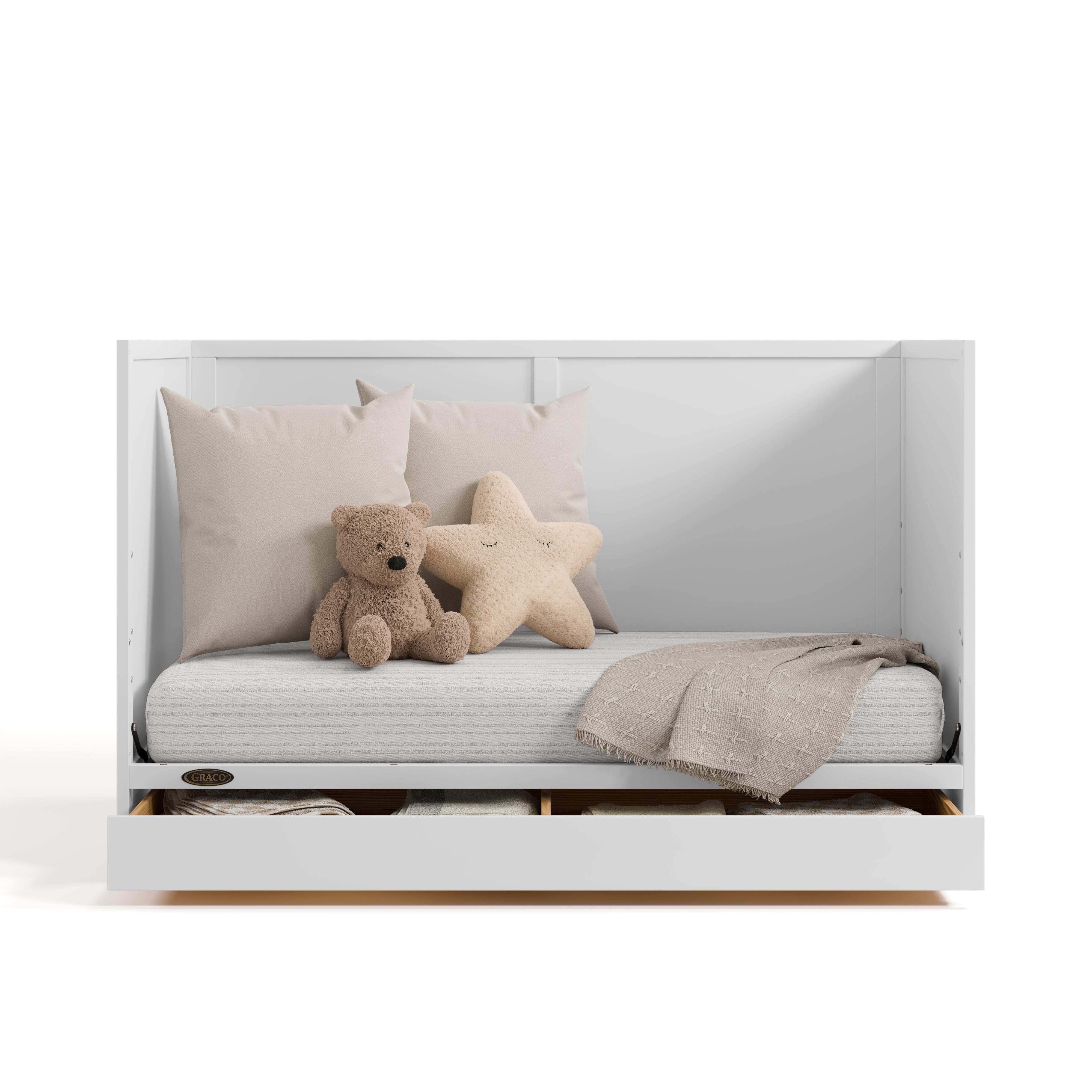 Graco Theo 3-in-1 Convertible Crib with Storage Drawer, White, large
