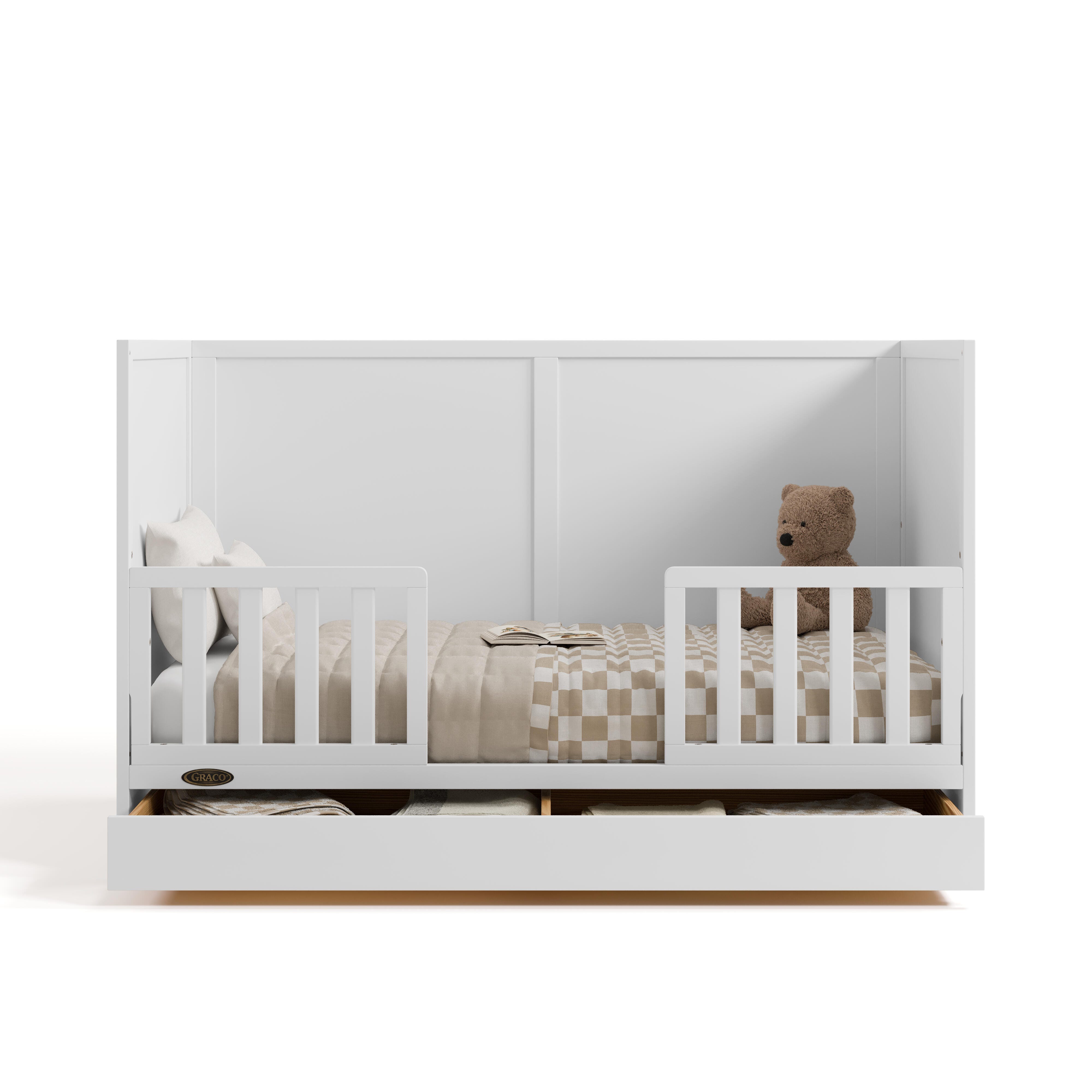 Graco Theo 3-in-1 Convertible Crib with Storage Drawer, White, large