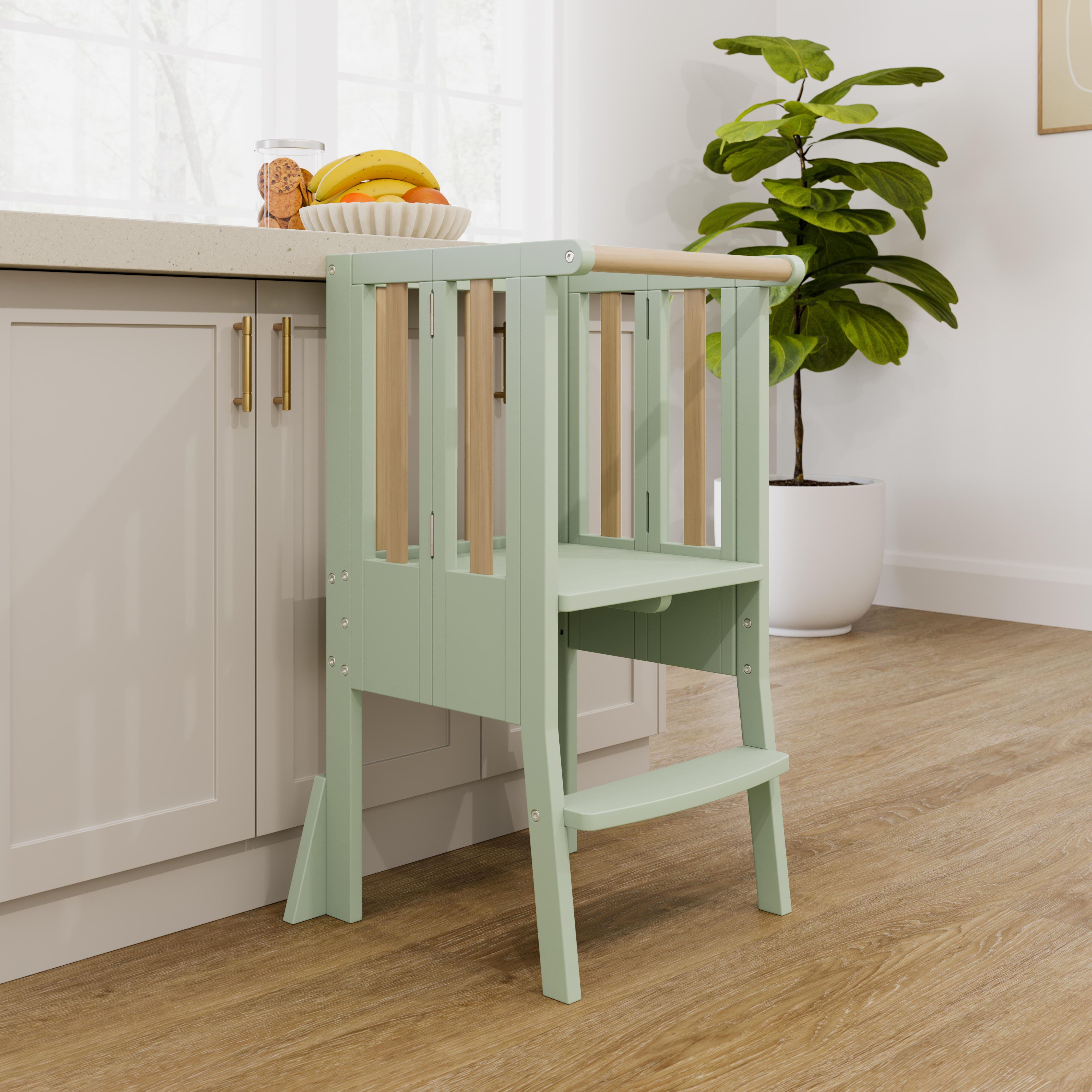 Storkcraft Toddler Foldable Step Stool, Sage/Driftwood, large