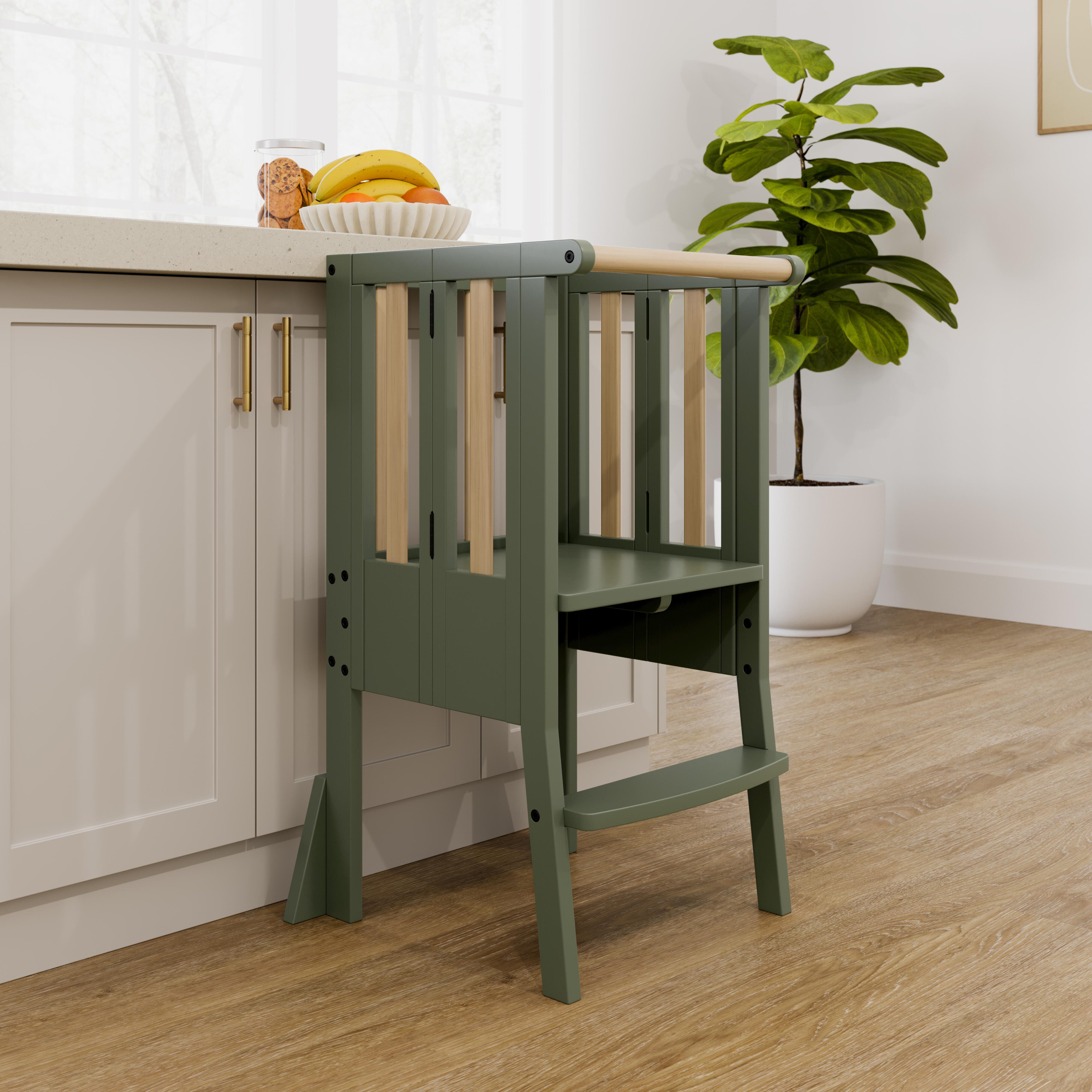 Storkcraft Toddler Foldable Step Stool, Olive/Driftwood, large