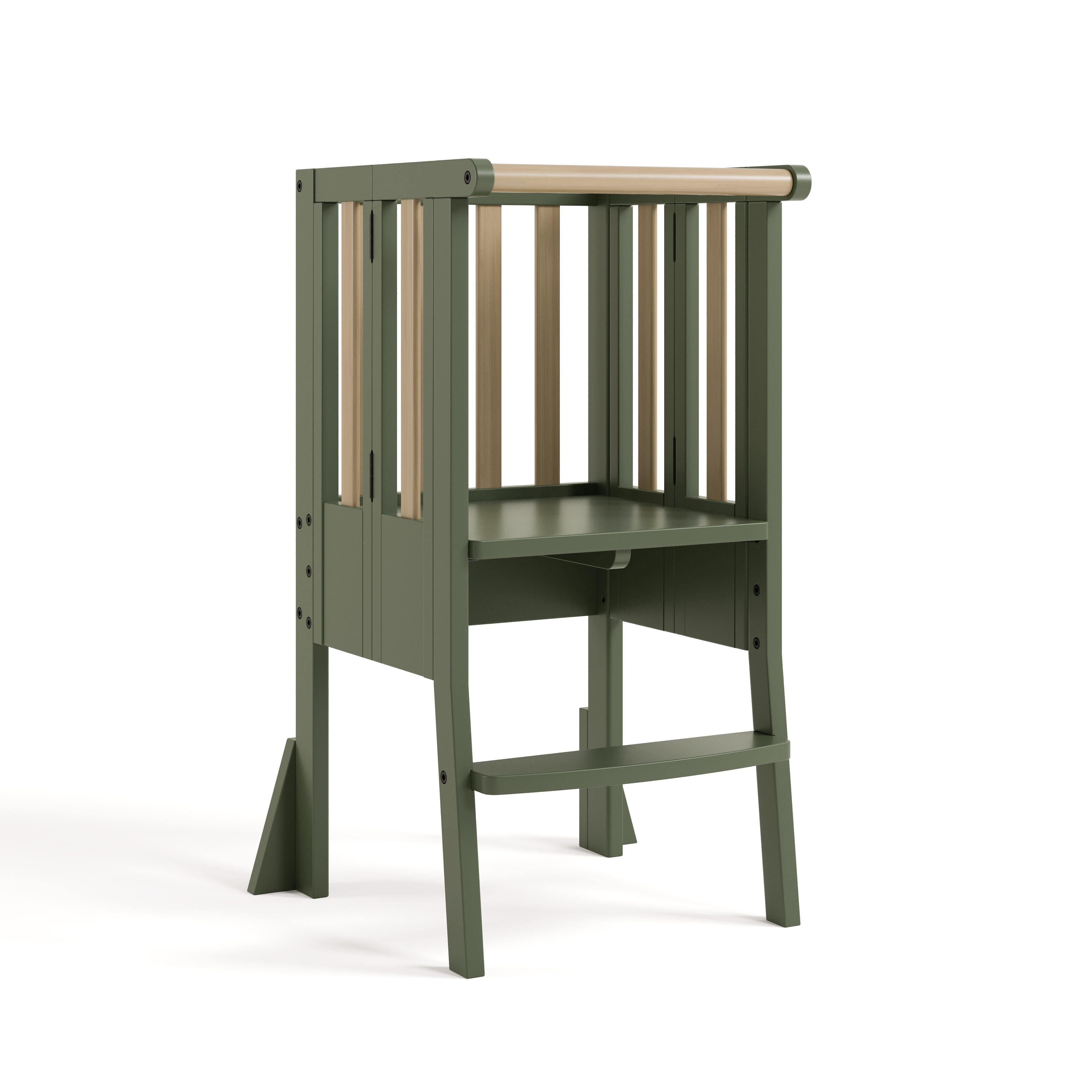 Storkcraft Toddler Foldable Step Stool, Olive/Driftwood, large