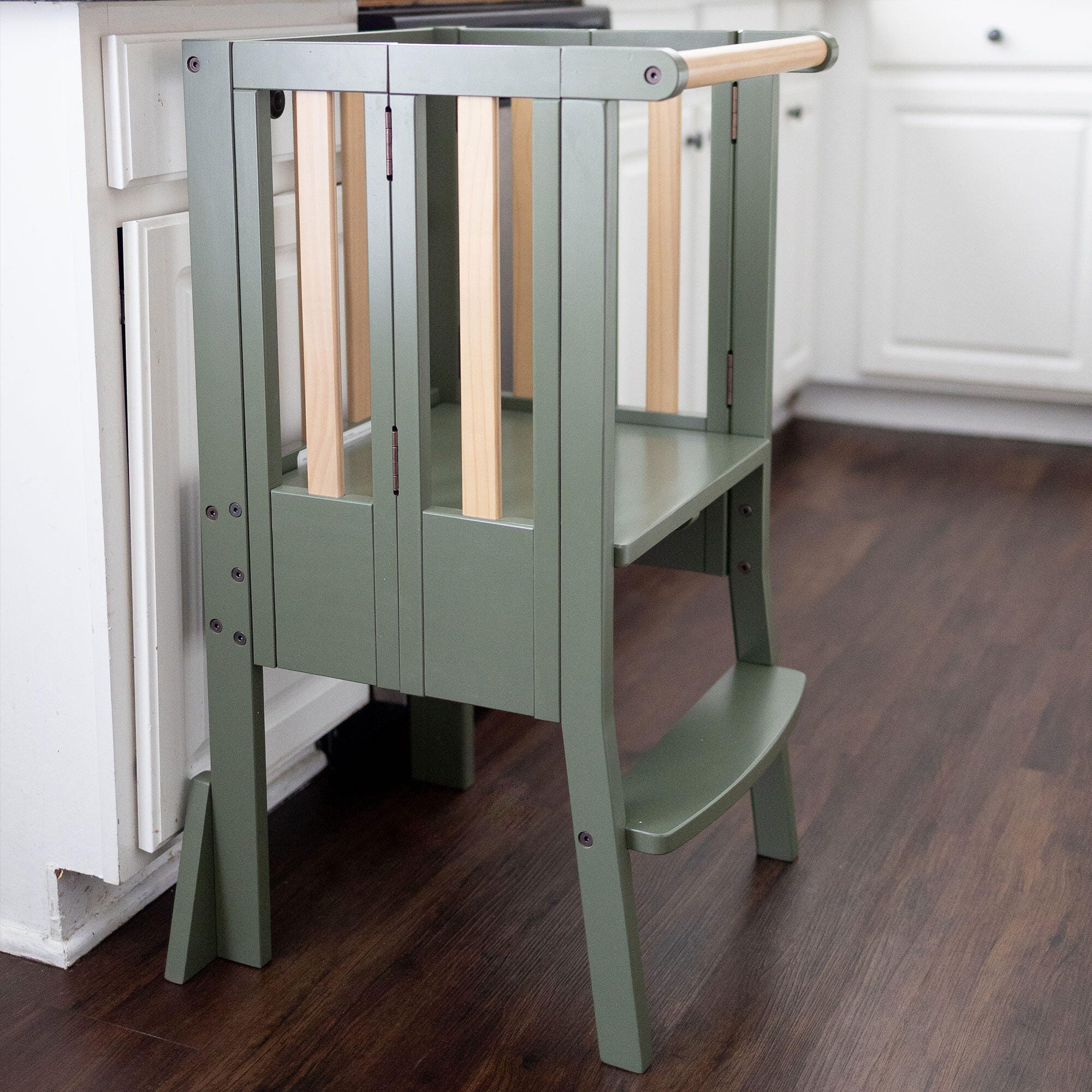 Storkcraft Toddler Foldable Step Stool, Olive/Driftwood, large