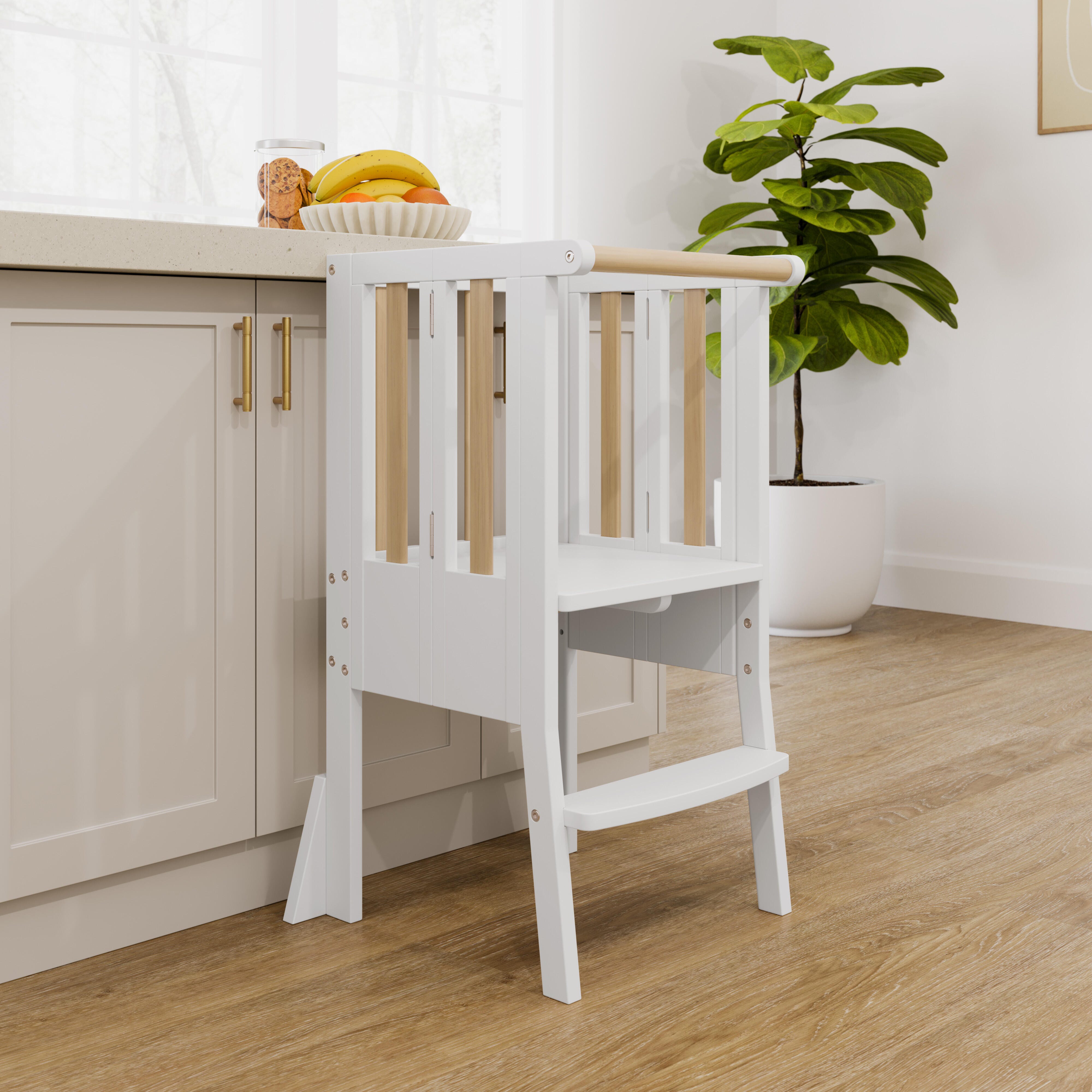 Storkcraft Toddler Foldable Step Stool, White/Driftwood, large
