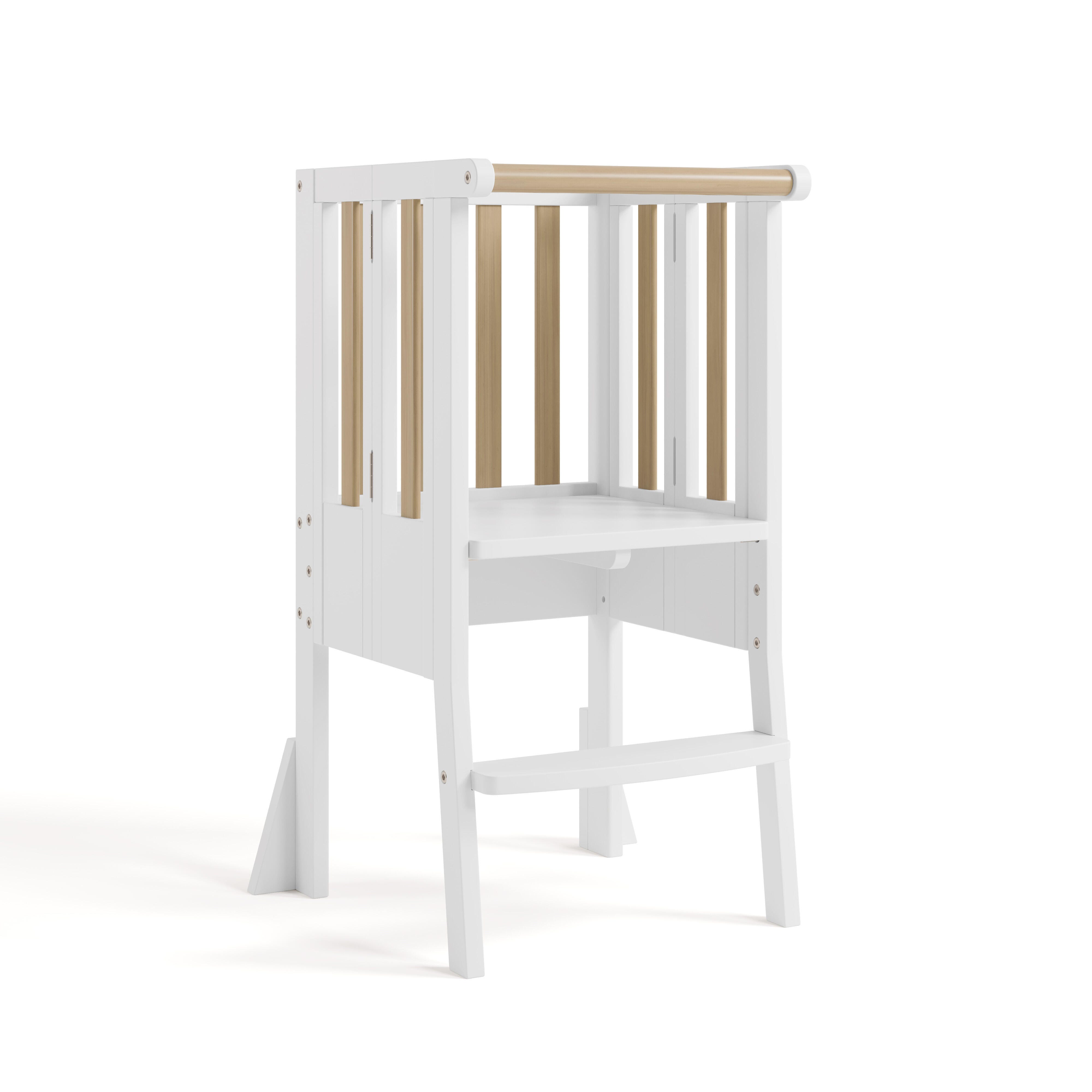 Storkcraft Toddler Foldable Step Stool, White/Driftwood, large