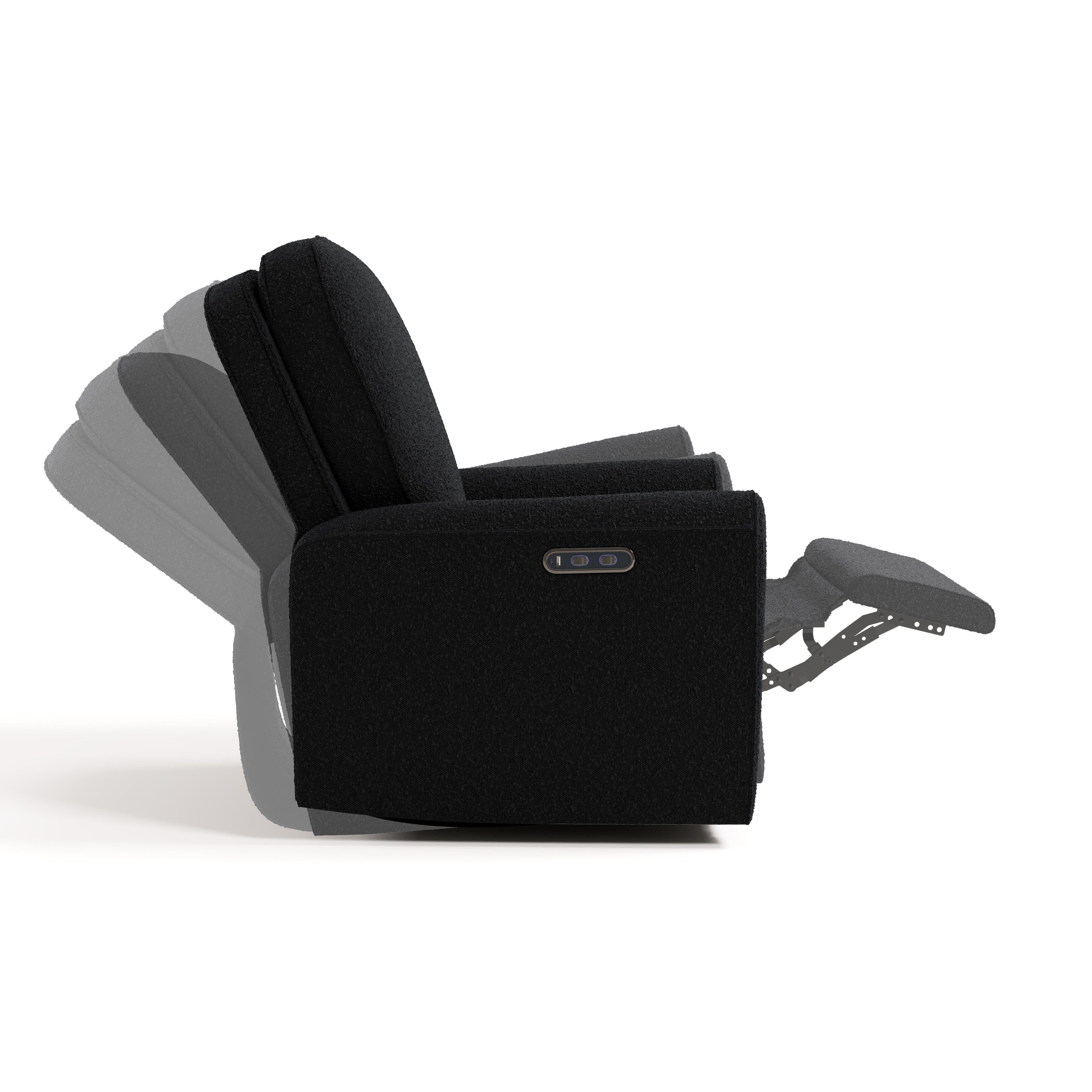 Storkcraft Amalfi Deluxe Power Swivel Glider Recliner, Black, large