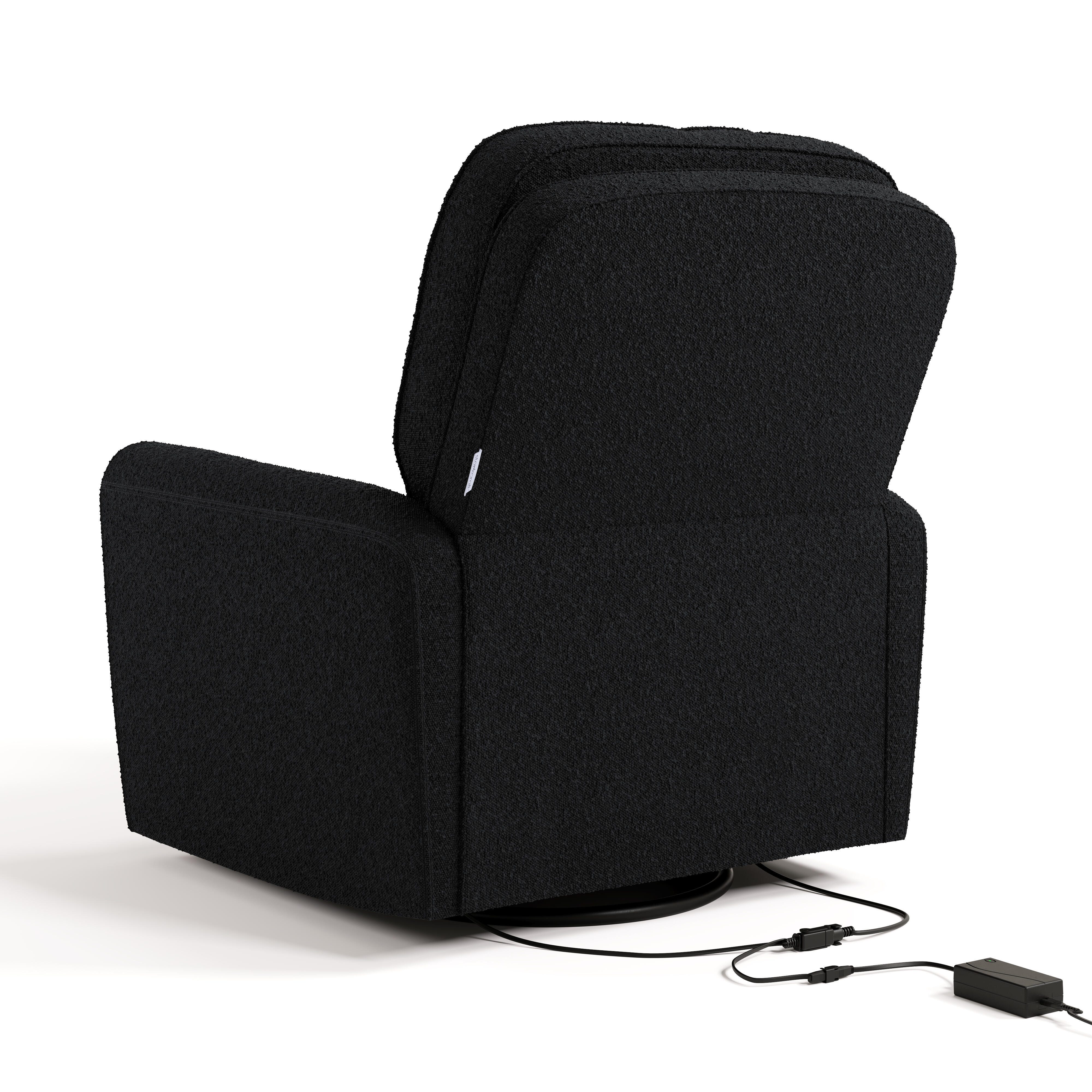 Storkcraft Amalfi Deluxe Power Swivel Glider Recliner, Black, large