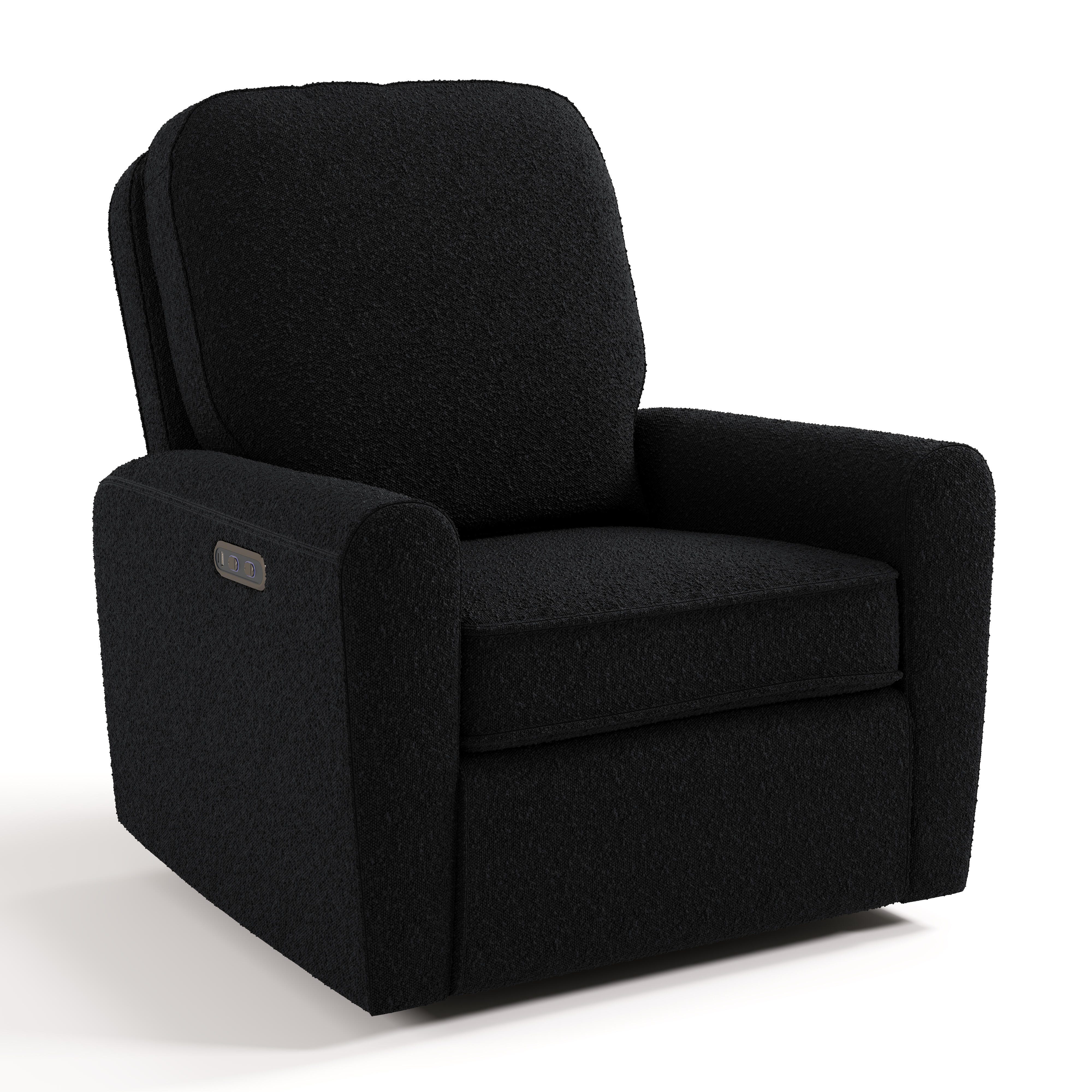 Storkcraft Amalfi Deluxe Power Swivel Glider Recliner, Black, large