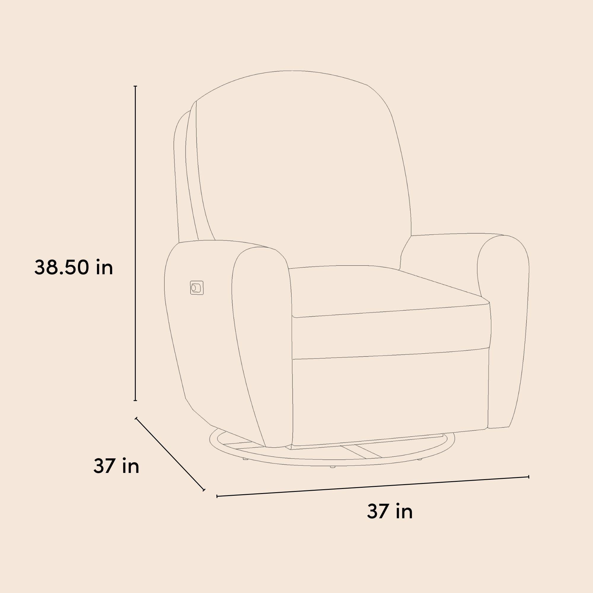 Storkcraft Amalfi Deluxe Power Swivel Glider Recliner, Black, large
