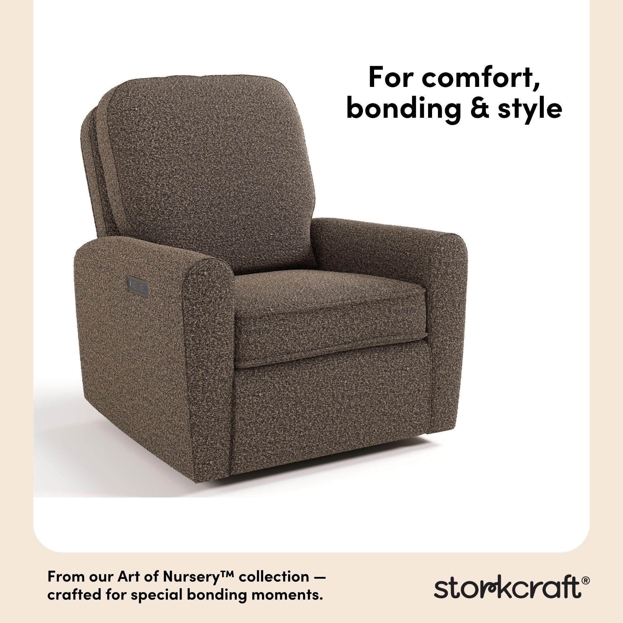 Storkcraft Amalfi Deluxe Power Swivel Glider Recliner, Mountain Brown, large