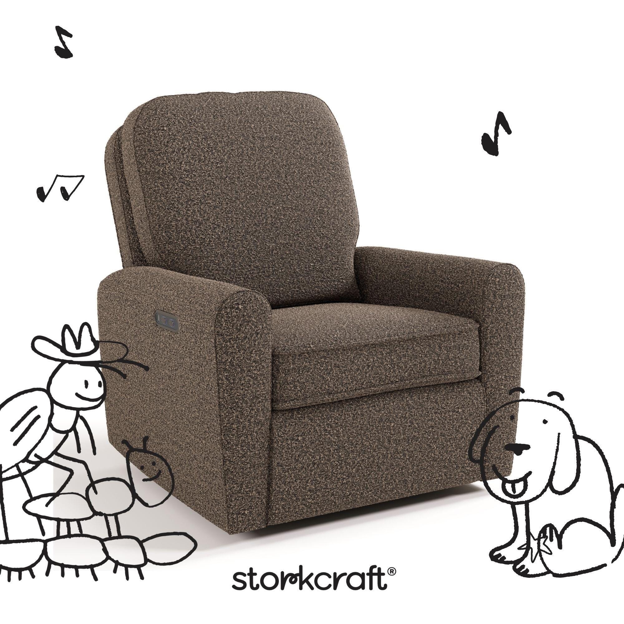 Storkcraft Amalfi Deluxe Power Swivel Glider Recliner, Mountain Brown, large