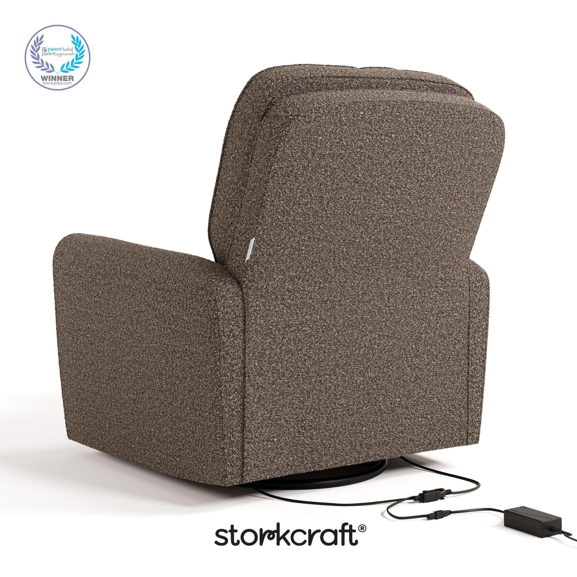 Storkcraft Amalfi Deluxe Power Swivel Glider Recliner, Mountain Brown, large