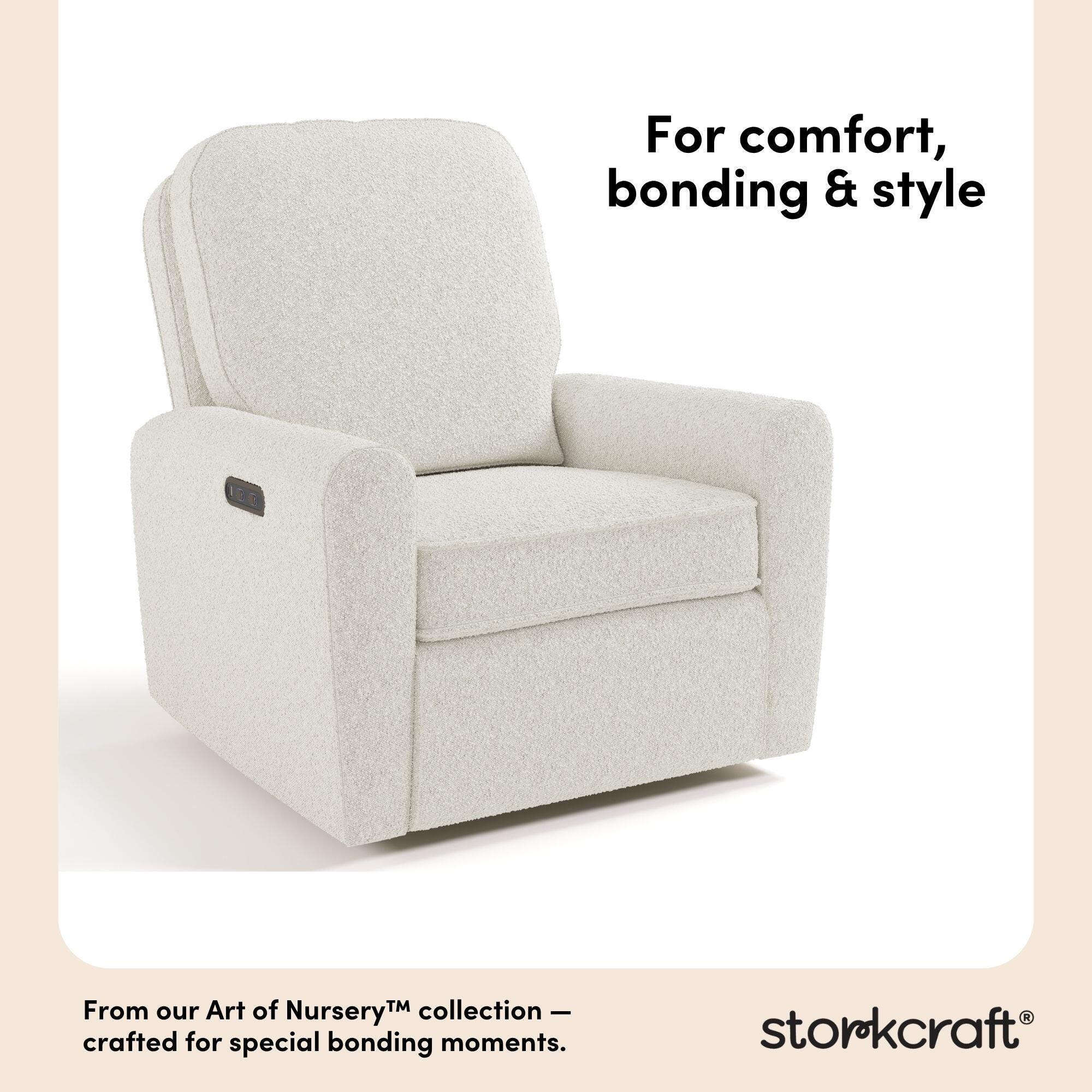 Storkcraft Amalfi Deluxe Power Swivel Glider Recliner, Ivory, large