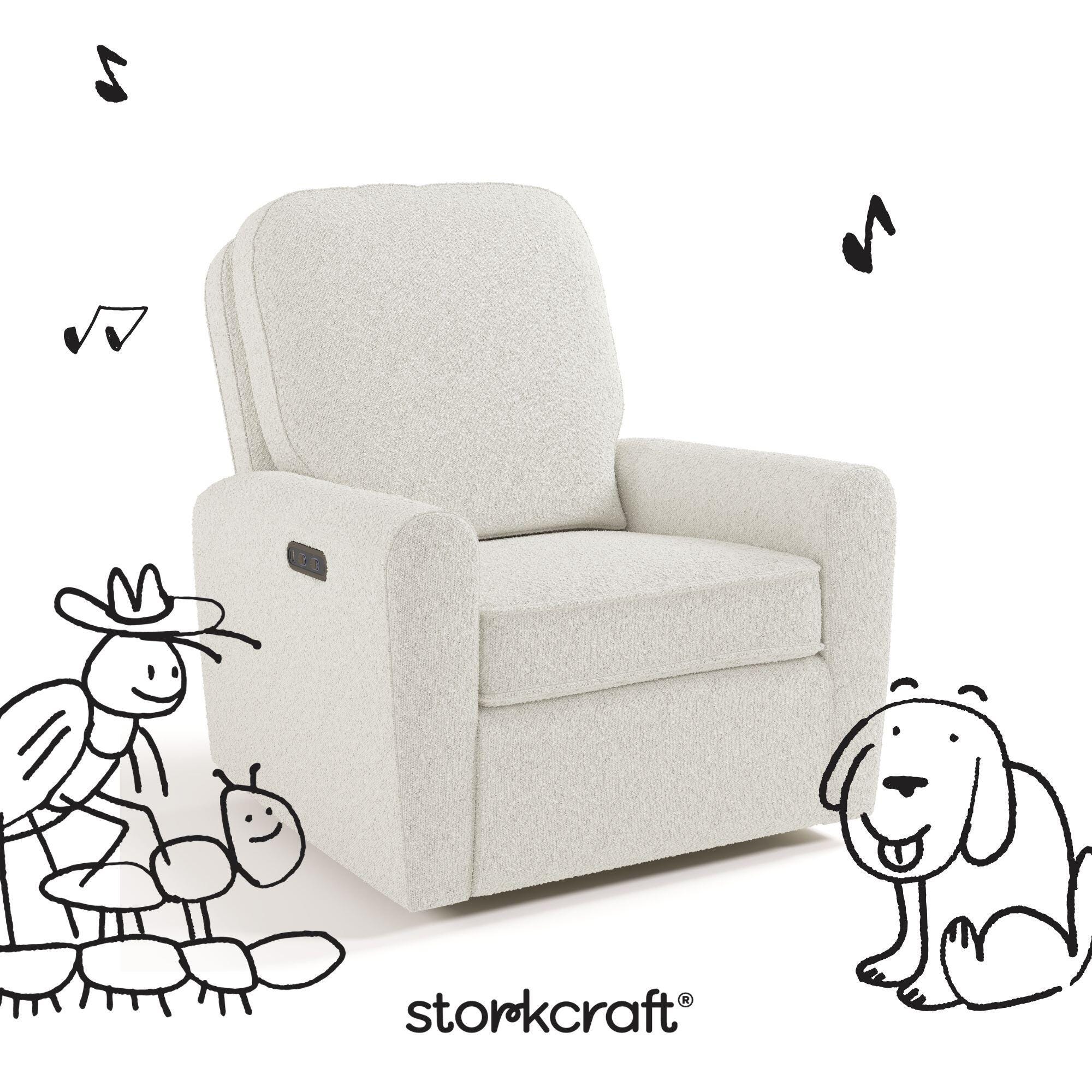 Storkcraft Amalfi Deluxe Power Swivel Glider Recliner, Ivory, large
