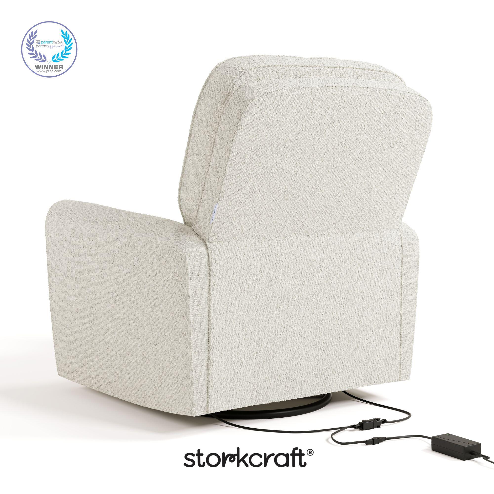 Storkcraft Amalfi Deluxe Power Swivel Glider Recliner, Ivory, large