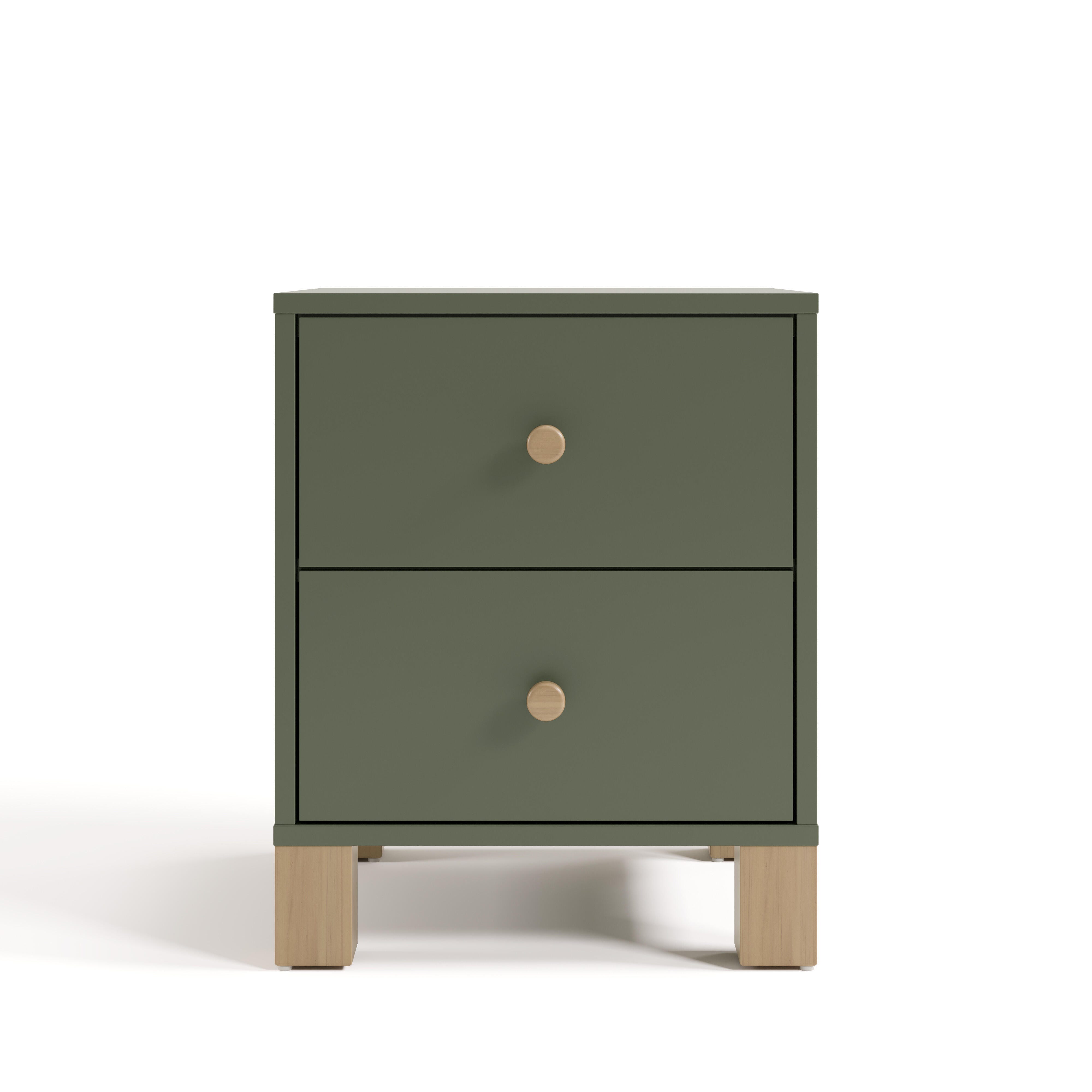 Storkcraft California 18" 2 Drawer Nightstand, Olive/Driftwood, large