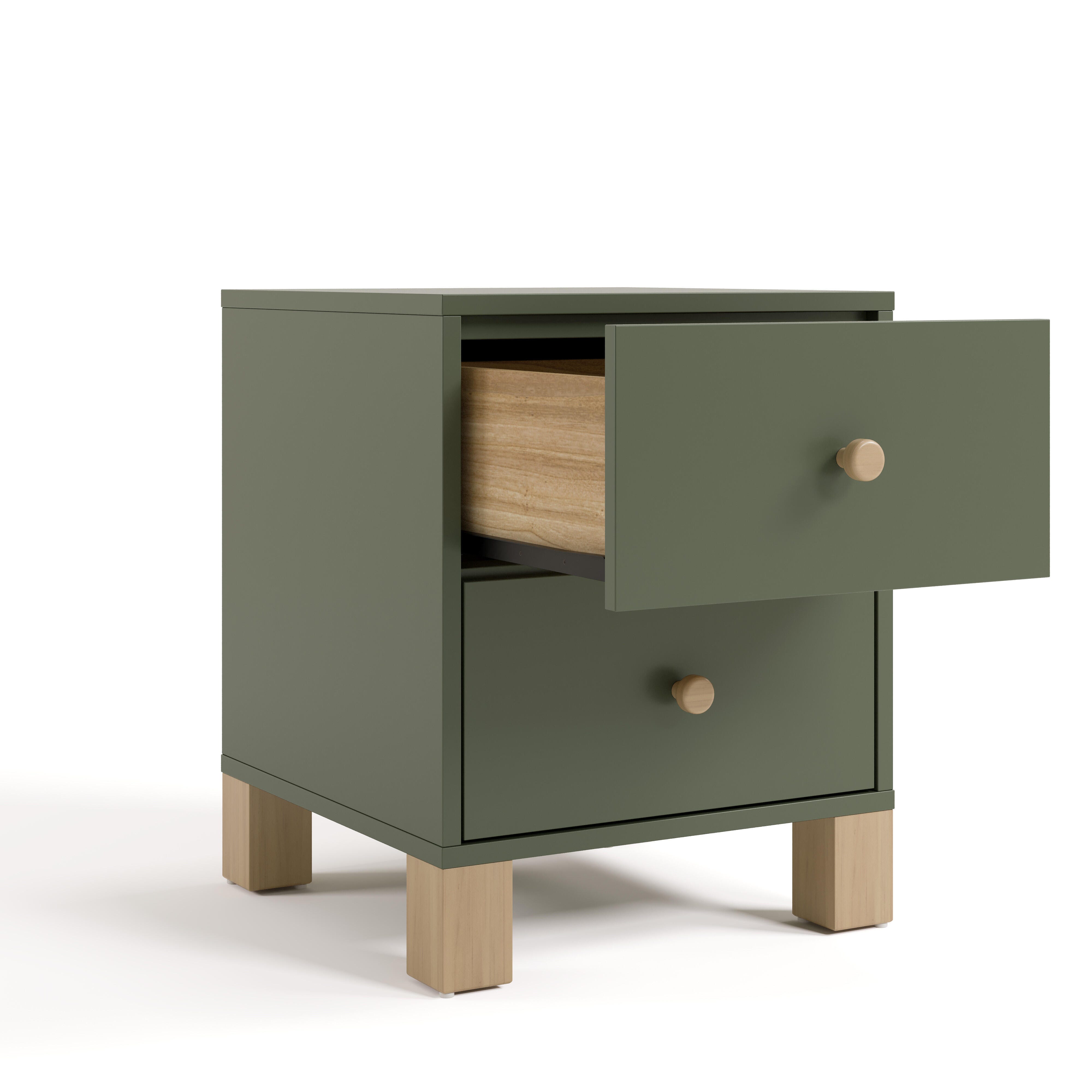Storkcraft California 18" 2 Drawer Nightstand, Olive/Driftwood, large